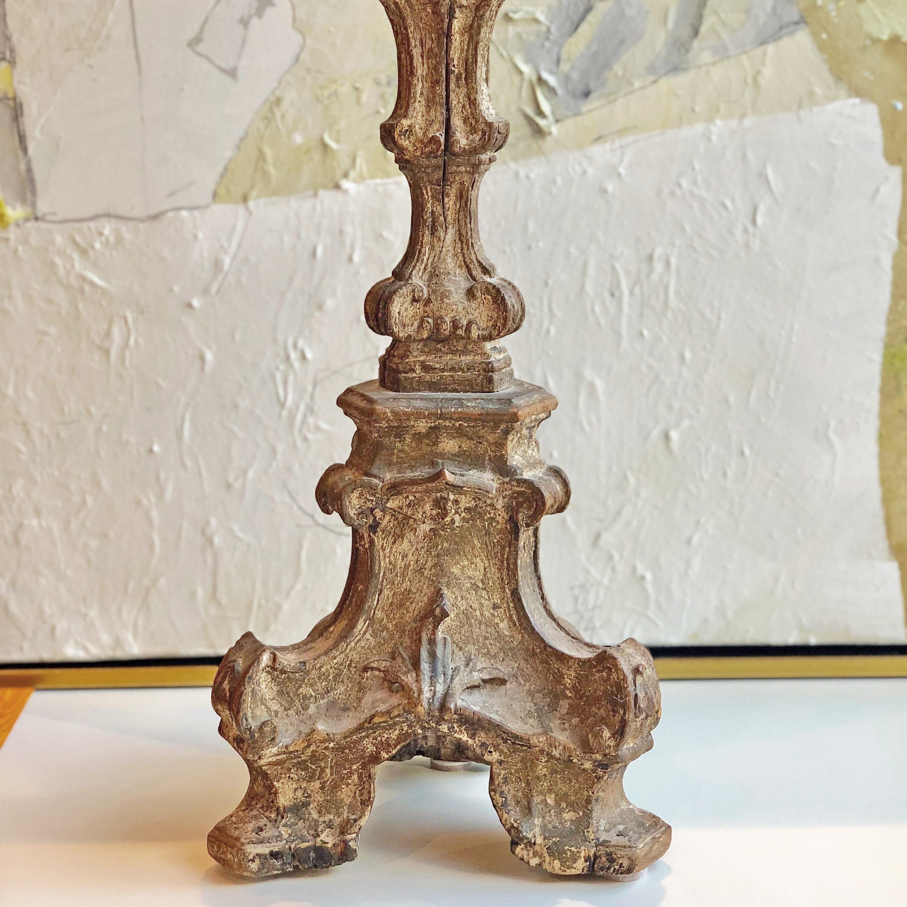 18th Century and Earlier 18th Century Baroque Church Candlestick For Sale
