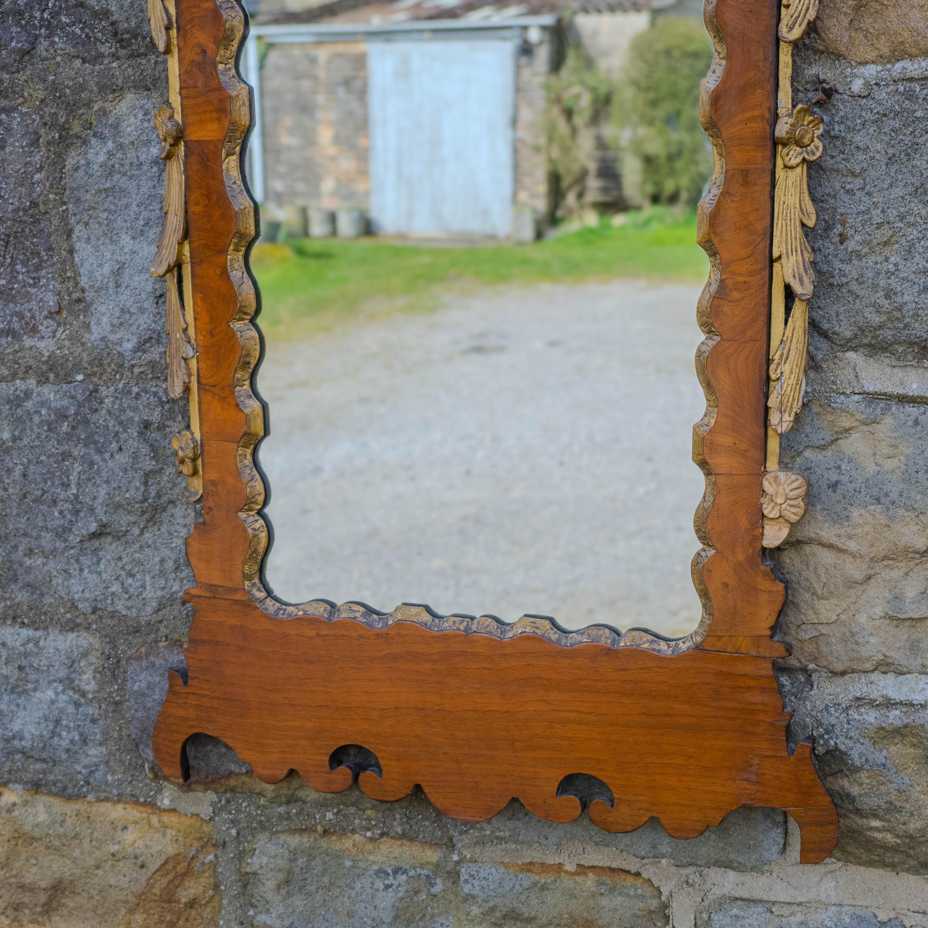 C18th Burr Walnut Parcel-Gilt Fretwork Pier-Glass Georgian Large Wall Mirror 1