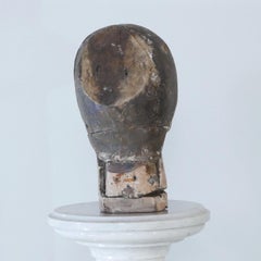 French Carved Wooden Head Santos Religious Head, circa 18th Century