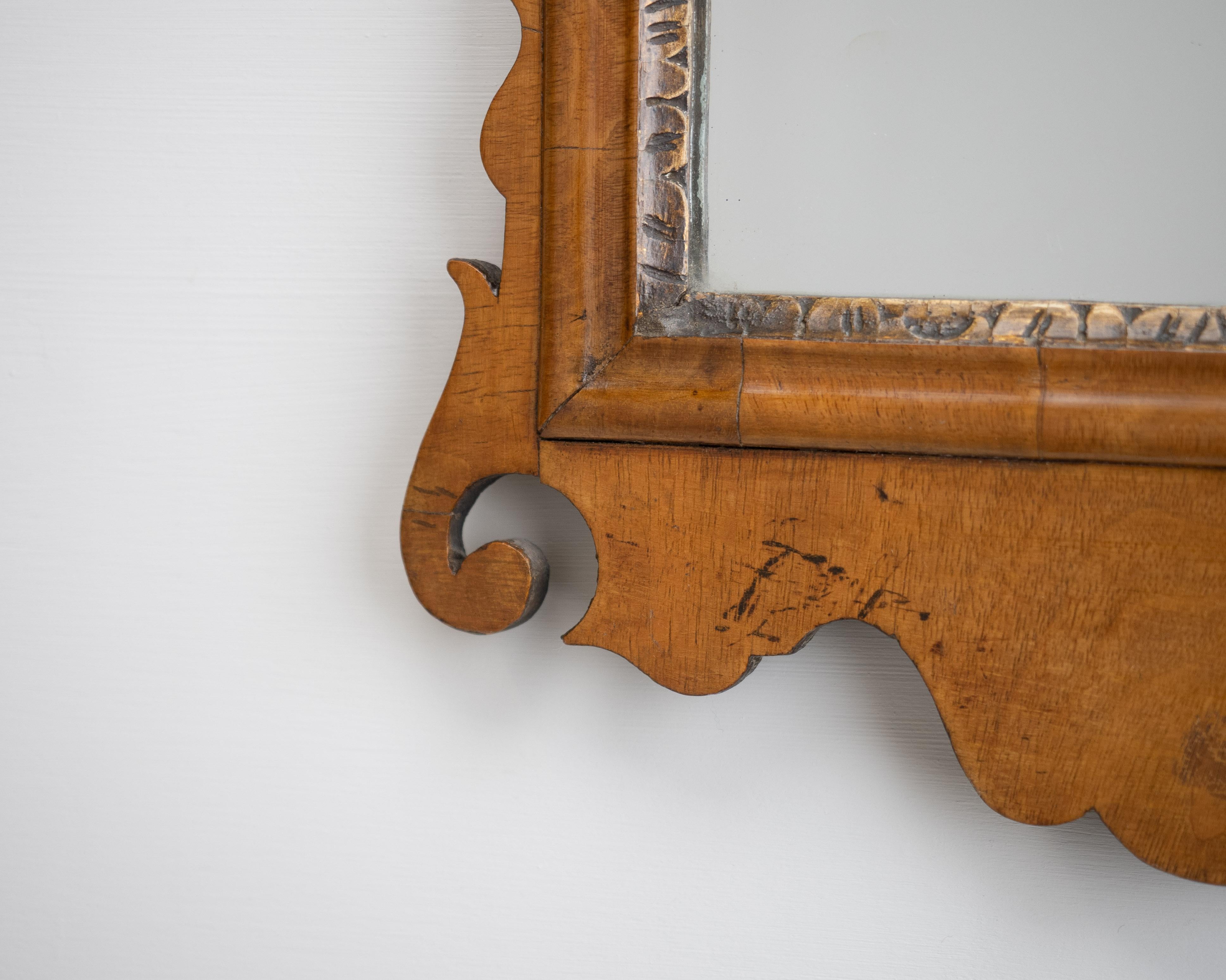 C18th Chippendale Sycamore Rococo Fretwork & Gilt Small Mirror C1770 (Georgian) For Sale 5