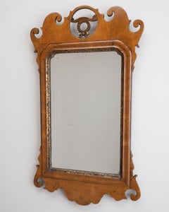 C18th Chippendale Sycamore Rococo Fretwork & Gilt Small Mirror C1770 (Georgian)