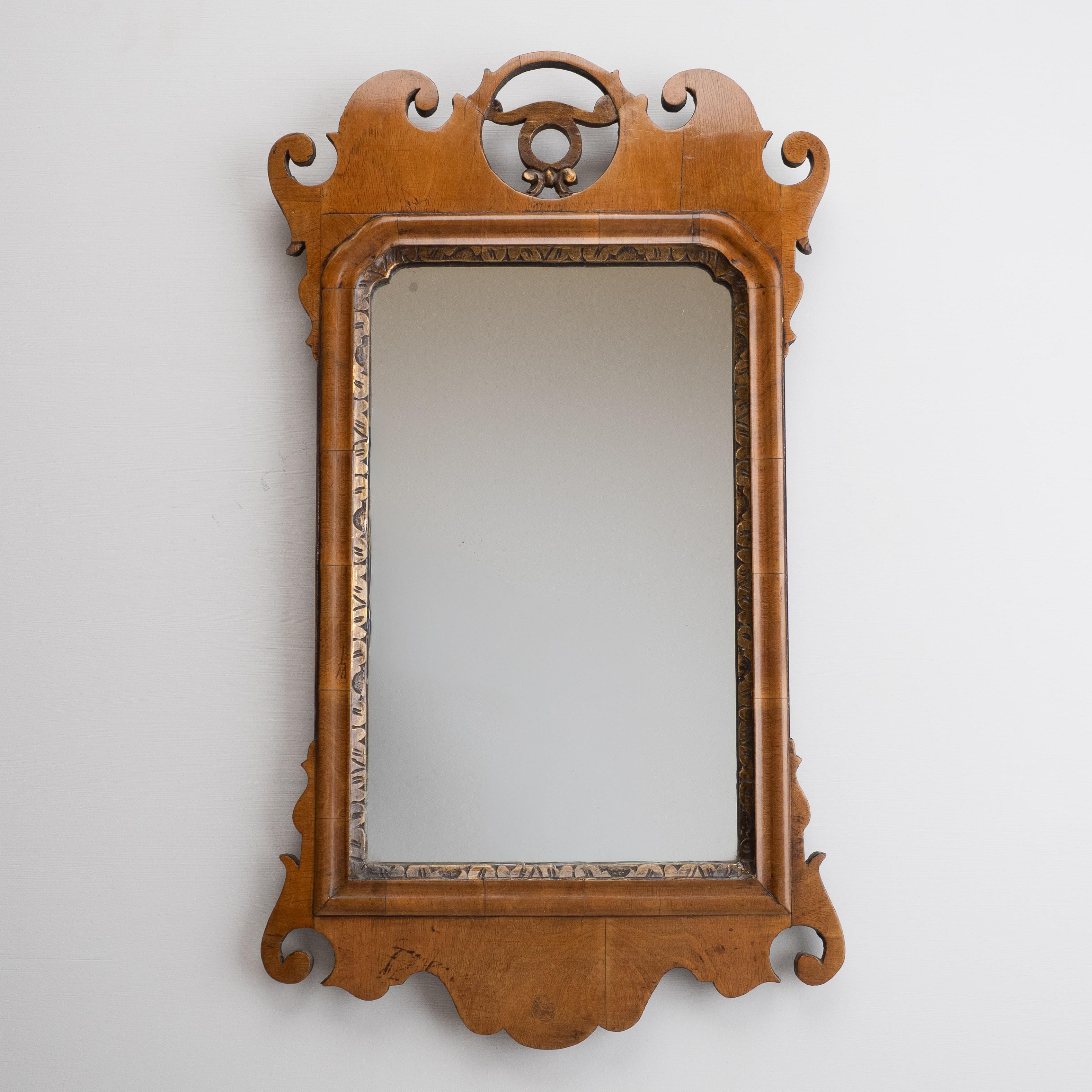 C18th Chippendale Sycamore Rococo Fretwork & Gilt Small Mirror C1770 (Georgian) In Good Condition For Sale In Leeds, GB