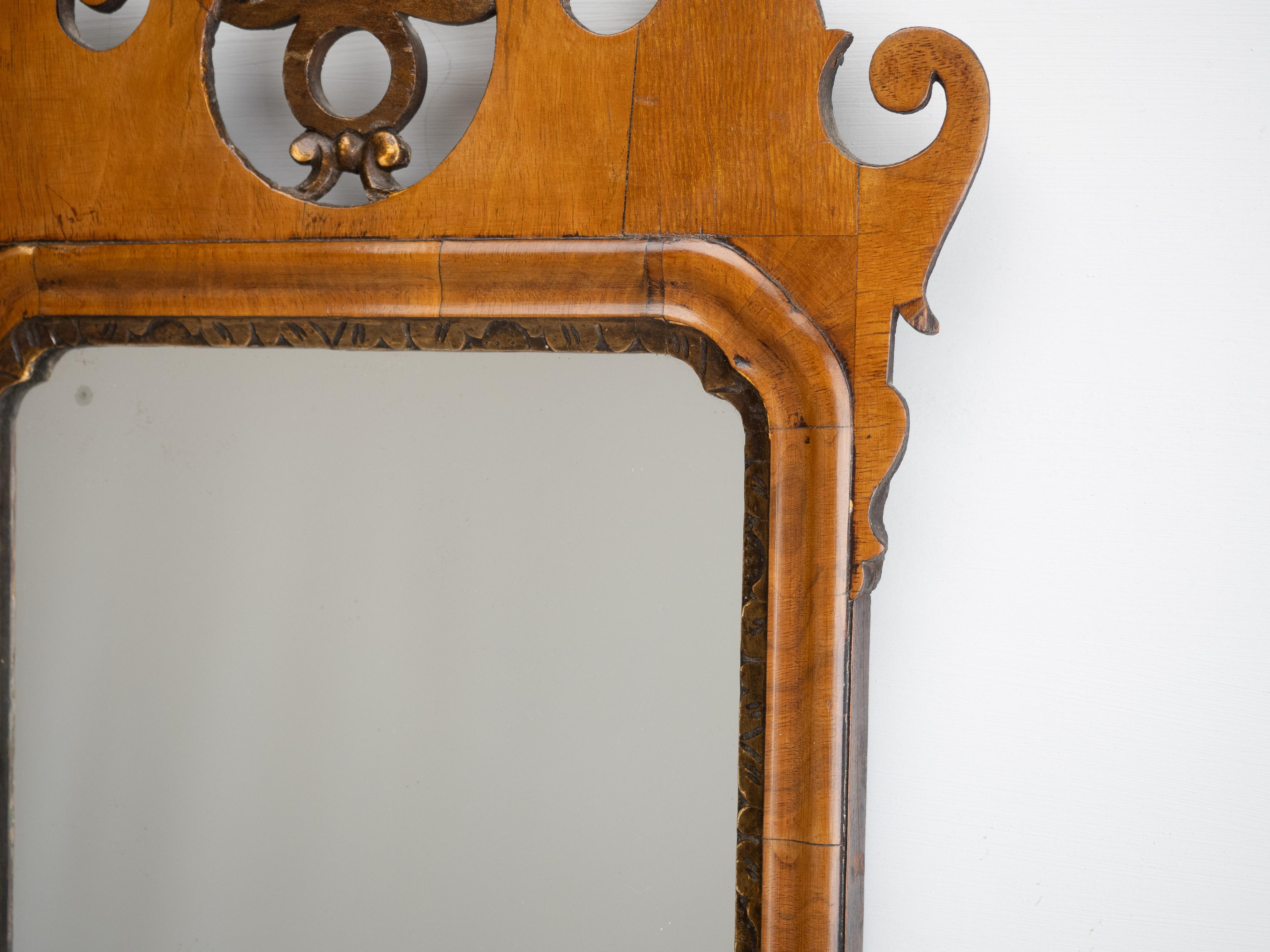 C18th Chippendale Sycamore Rococo Fretwork & Gilt Small Mirror C1770 (Georgian) For Sale 1