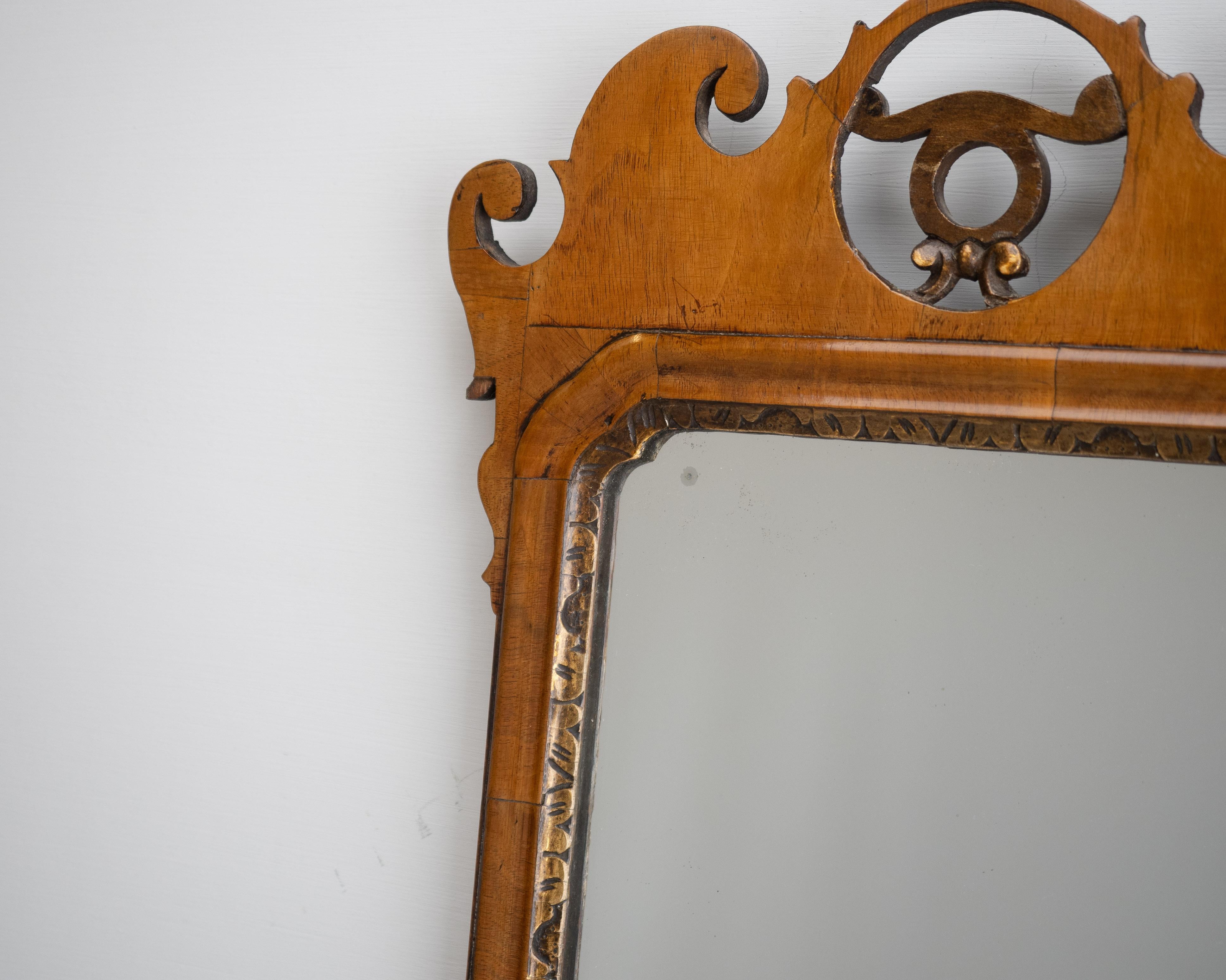 C18th Chippendale Sycamore Rococo Fretwork & Gilt Small Mirror C1770 (Georgian) For Sale 2