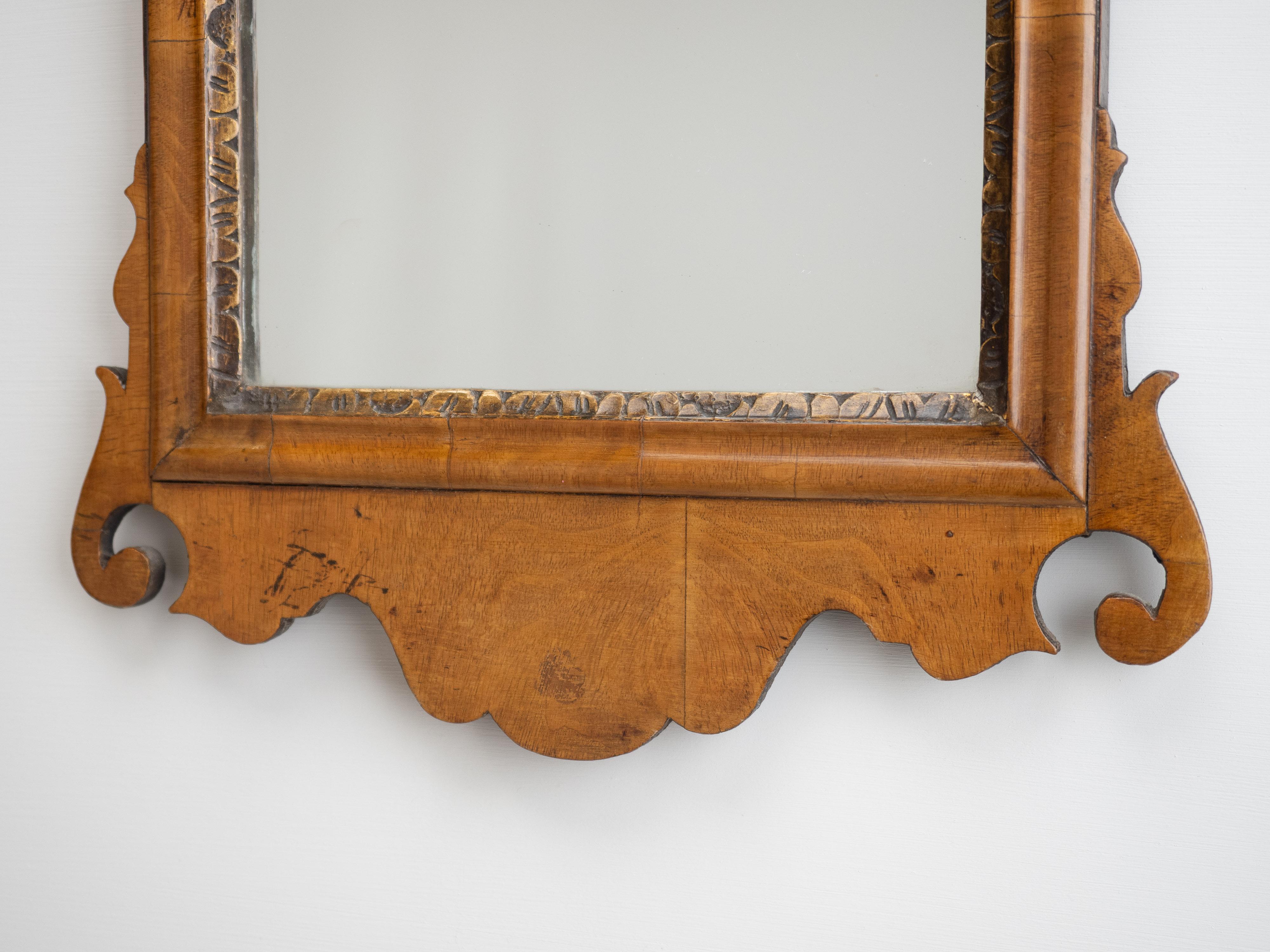 C18th Chippendale Sycamore Rococo Fretwork & Gilt Small Mirror C1770 (Georgian) For Sale 3