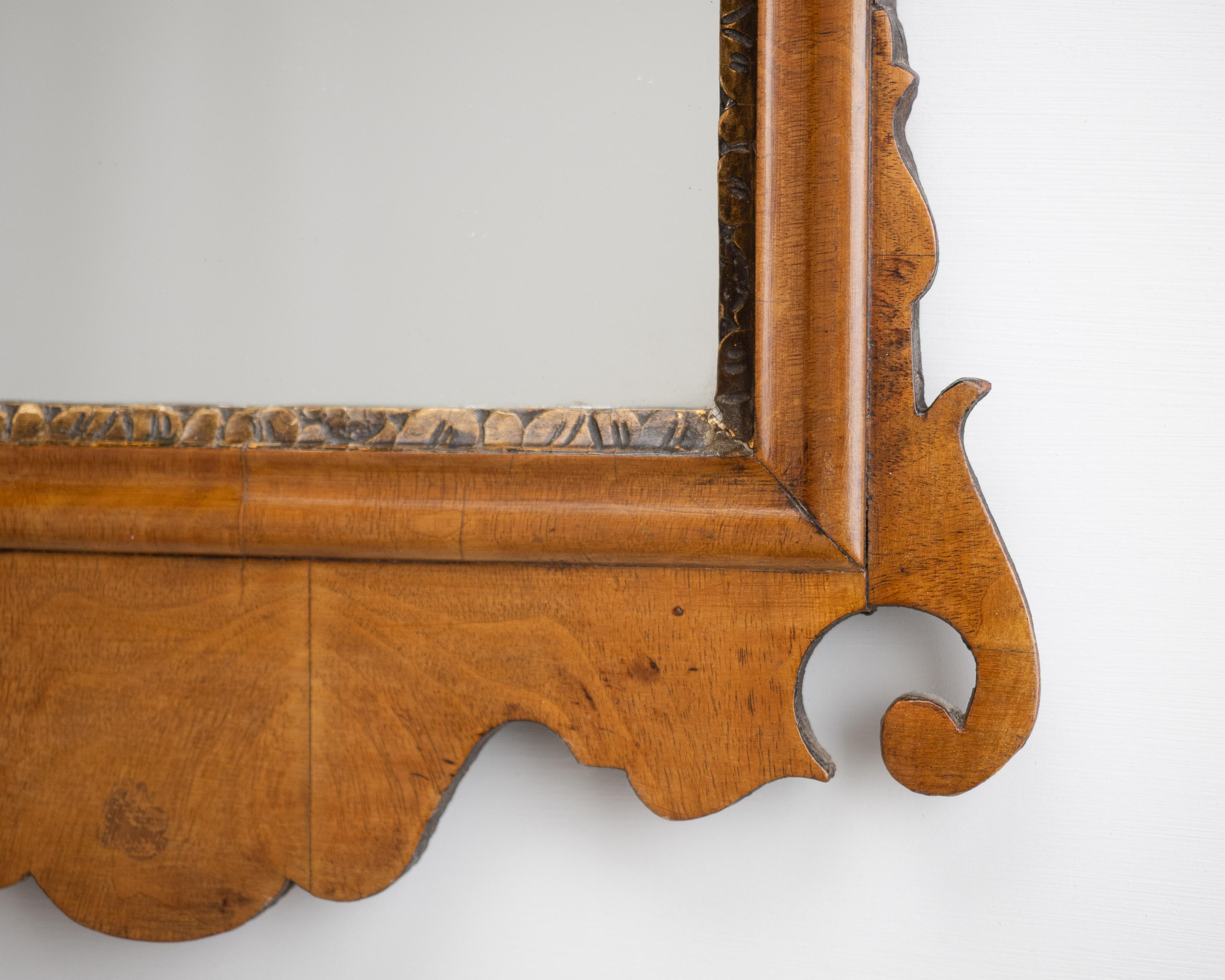 C18th Chippendale Sycamore Rococo Fretwork & Gilt Small Mirror C1770 (Georgian) For Sale 4