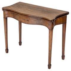 Antique C.18th Georgian Chippendale Mahogany Serpentine Console Fold-over Games Table