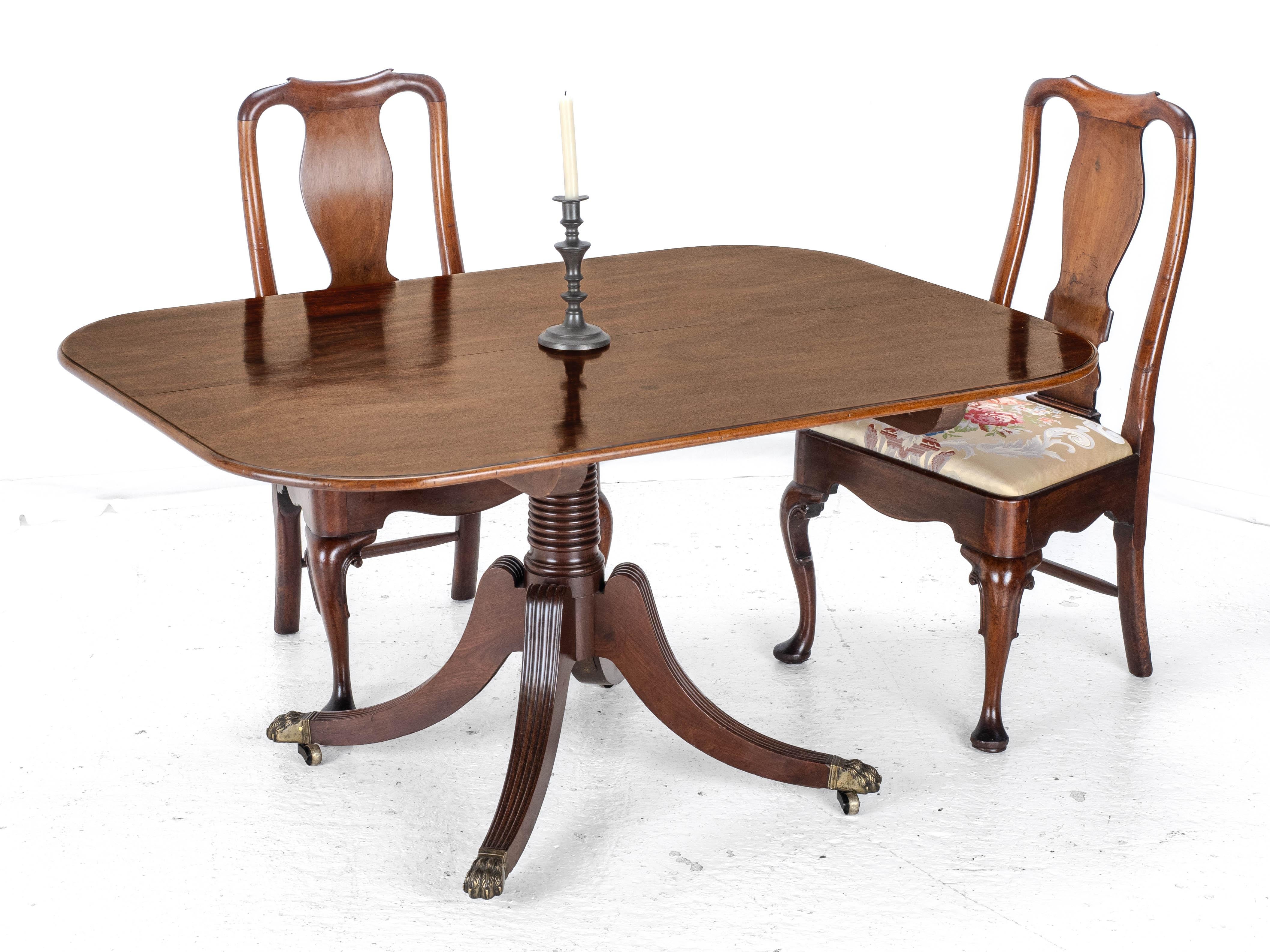 A late c.18th, George III period, mahogany tilt-top dining or breakfast table, in Chippendale taste. A very high quality table, featuring an oblong shaped, very well figured mahogany top, with thumb moulded edge. Utilising a hinged tilt mechanism,