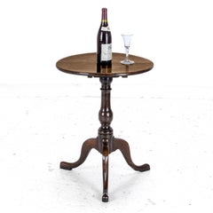 C18th Georgian Oak Country Wine Tilt Top Tripod Table (George III Side Lamp)