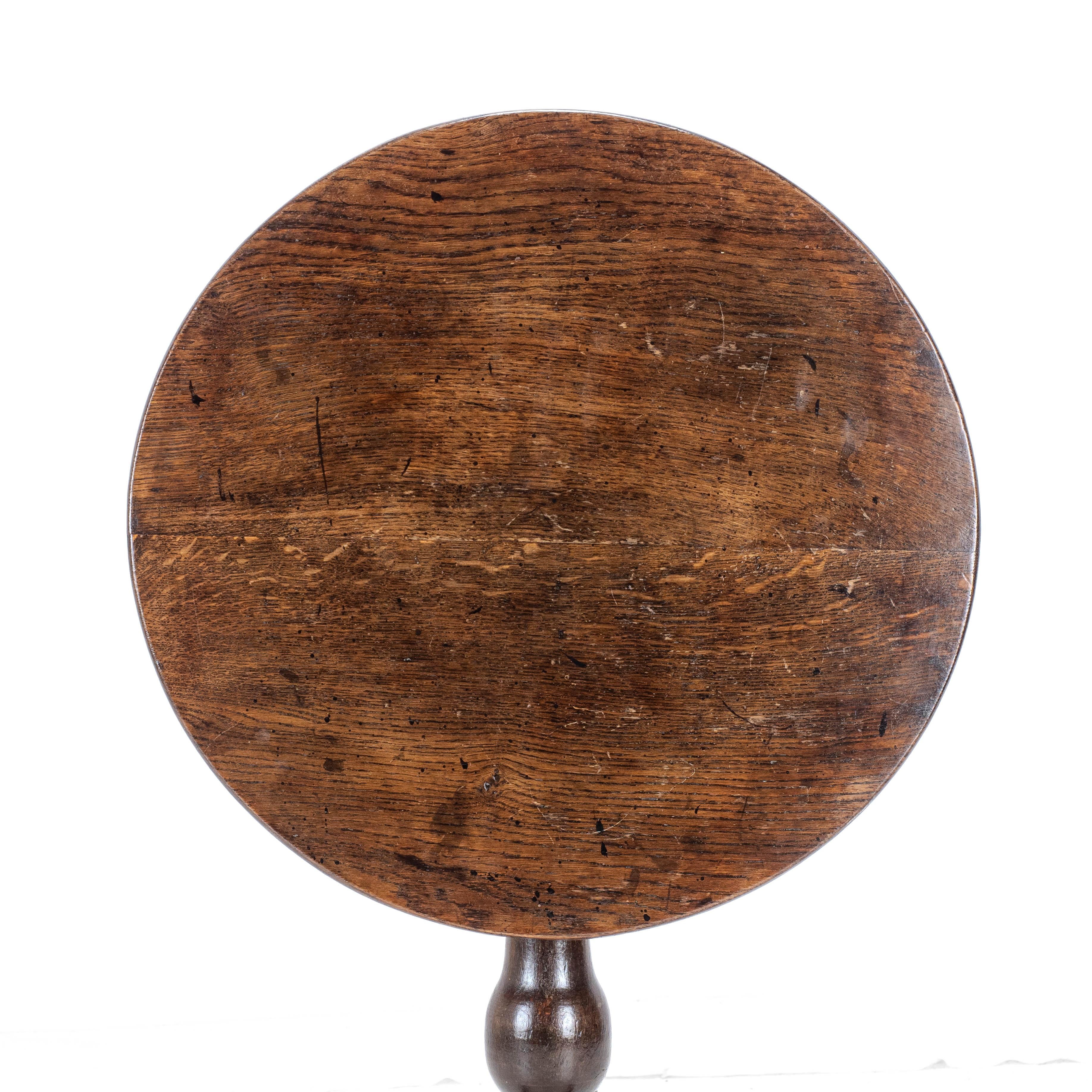 C18th Georgian Oak Country Wine Tilt Top Tripod Table (George III Side Lamp) 4