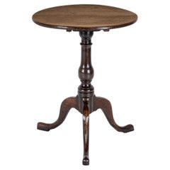 C18th Georgian Oak Country Wine Tilt Top Tripod Table (George III Side Lamp)