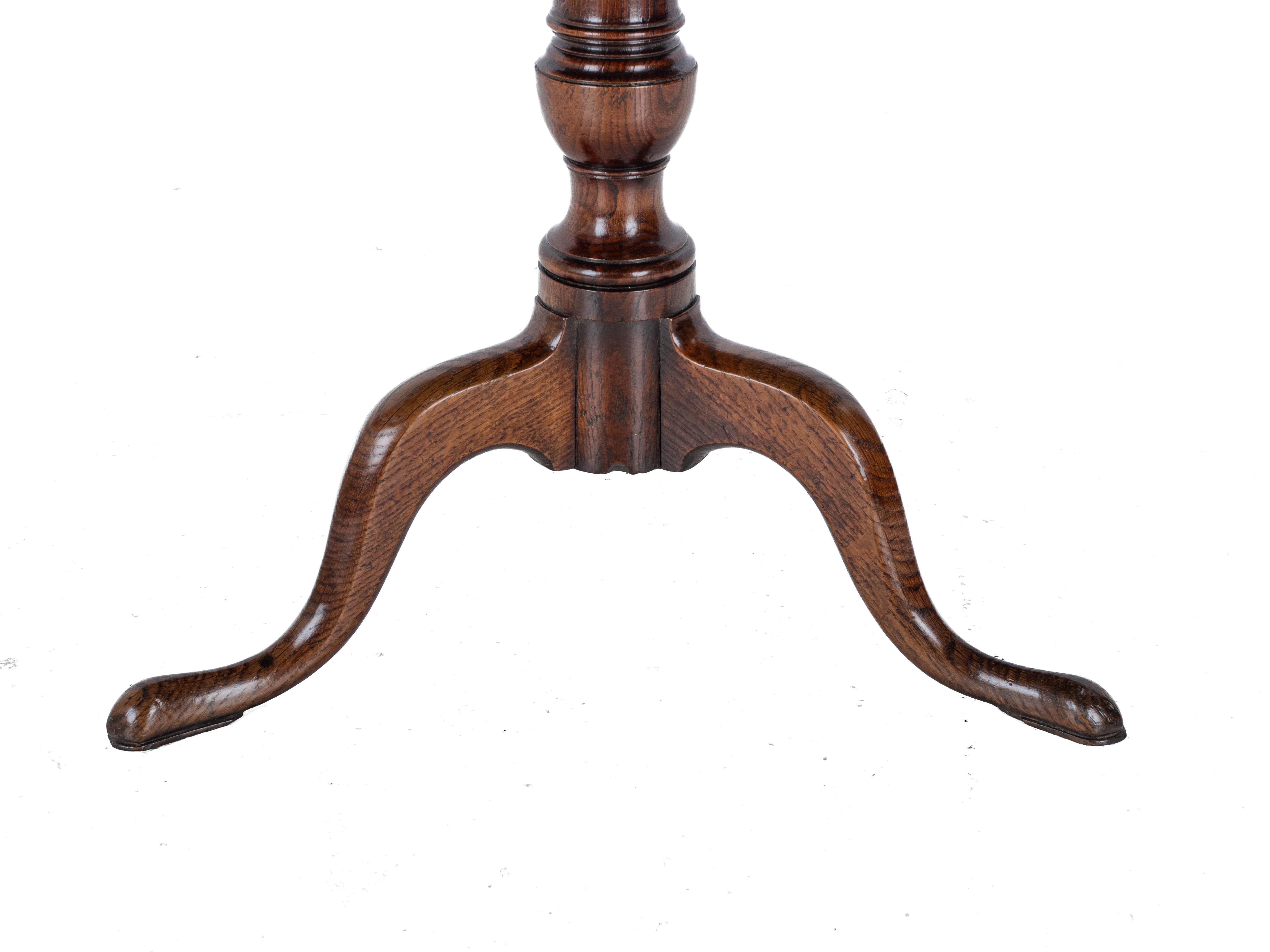 C.18th Georgian Well Figured Oak Tripod Supper Table (Quarter Sawn Book Matched) 7