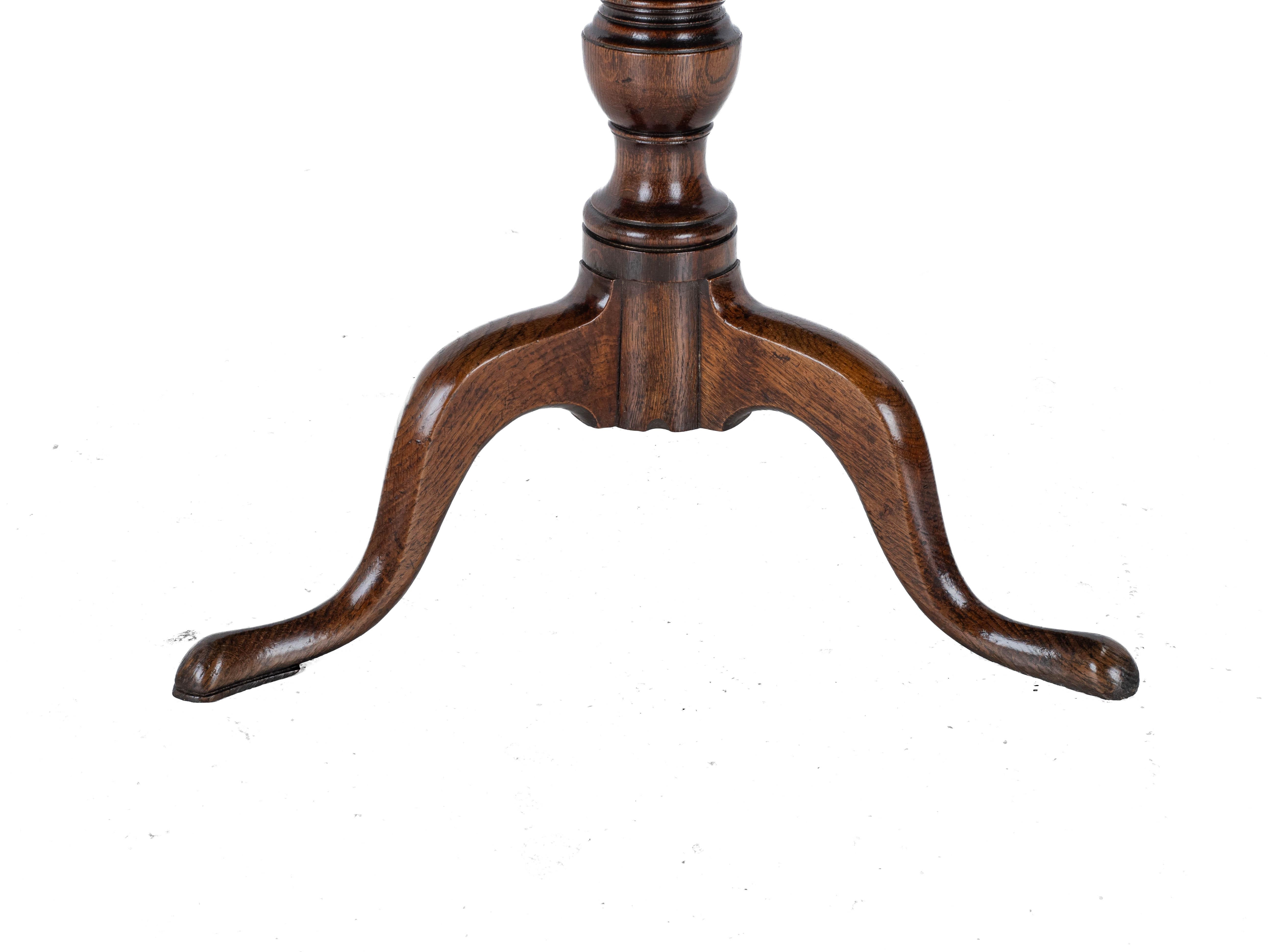 C.18th Georgian Well Figured Oak Tripod Supper Table (Quarter Sawn Book Matched) 9