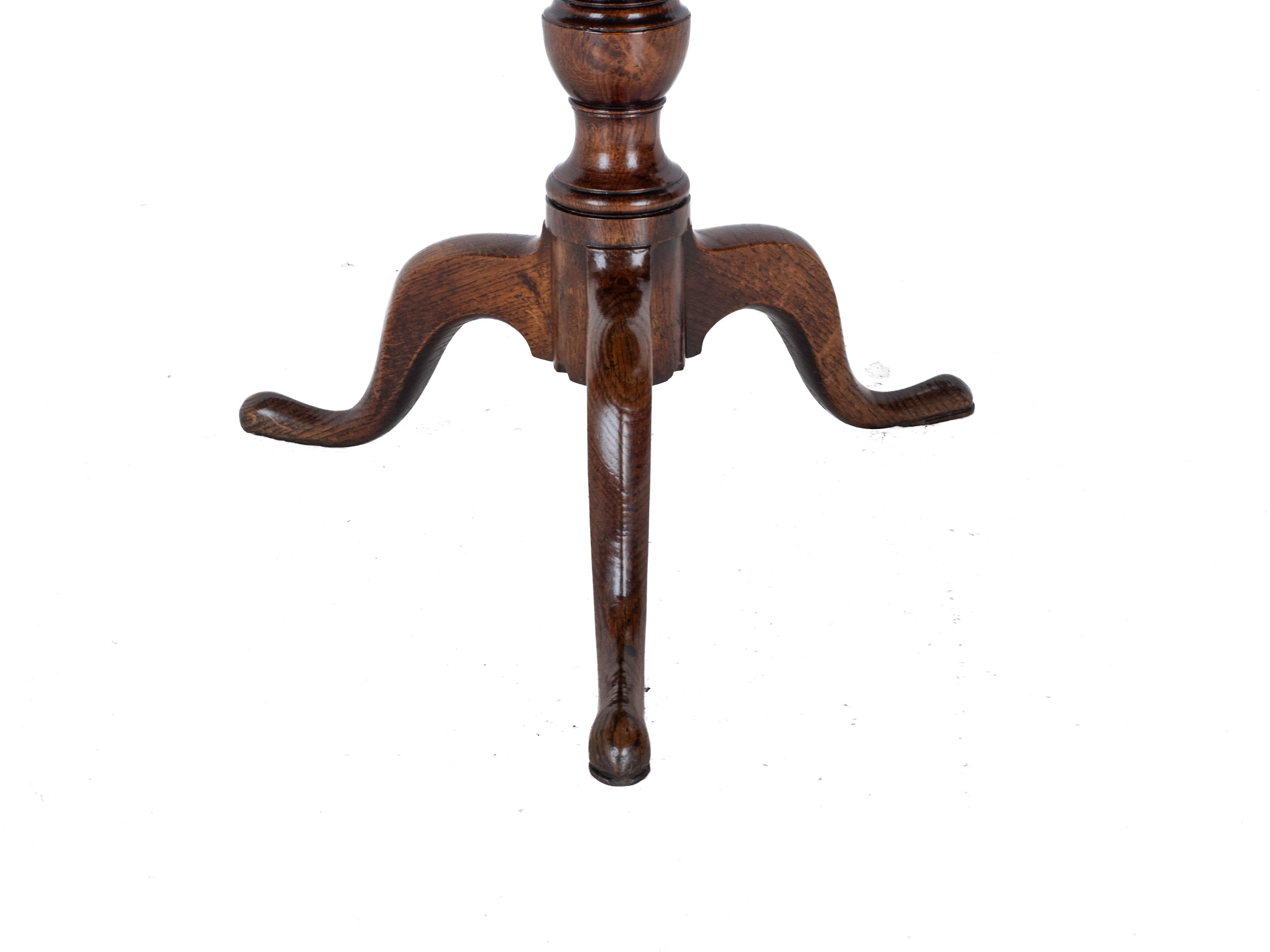 C.18th Georgian Well Figured Oak Tripod Supper Table (Quarter Sawn Book Matched) 12