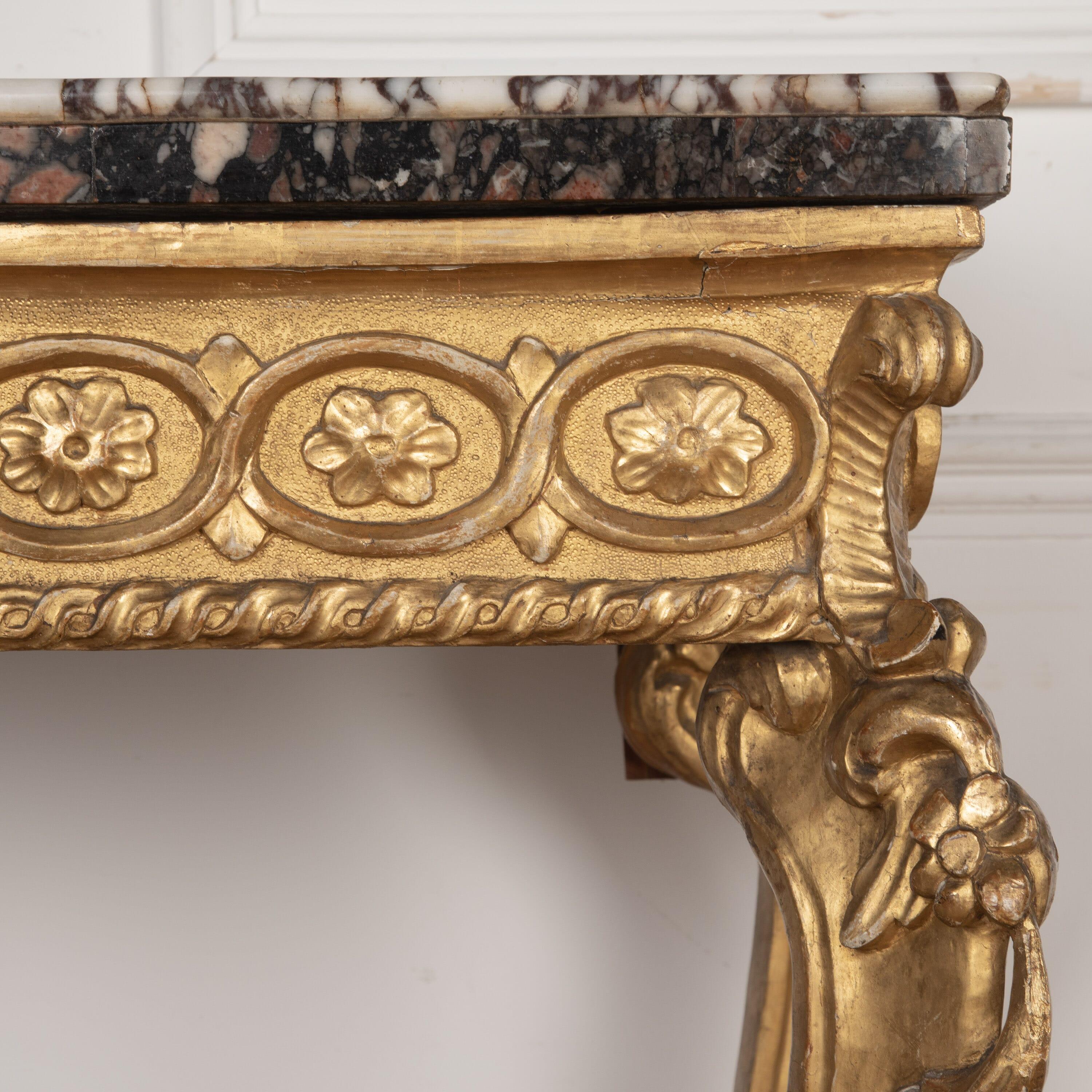 C18th Giltwood & Marble Top Pier Table For Sale 6