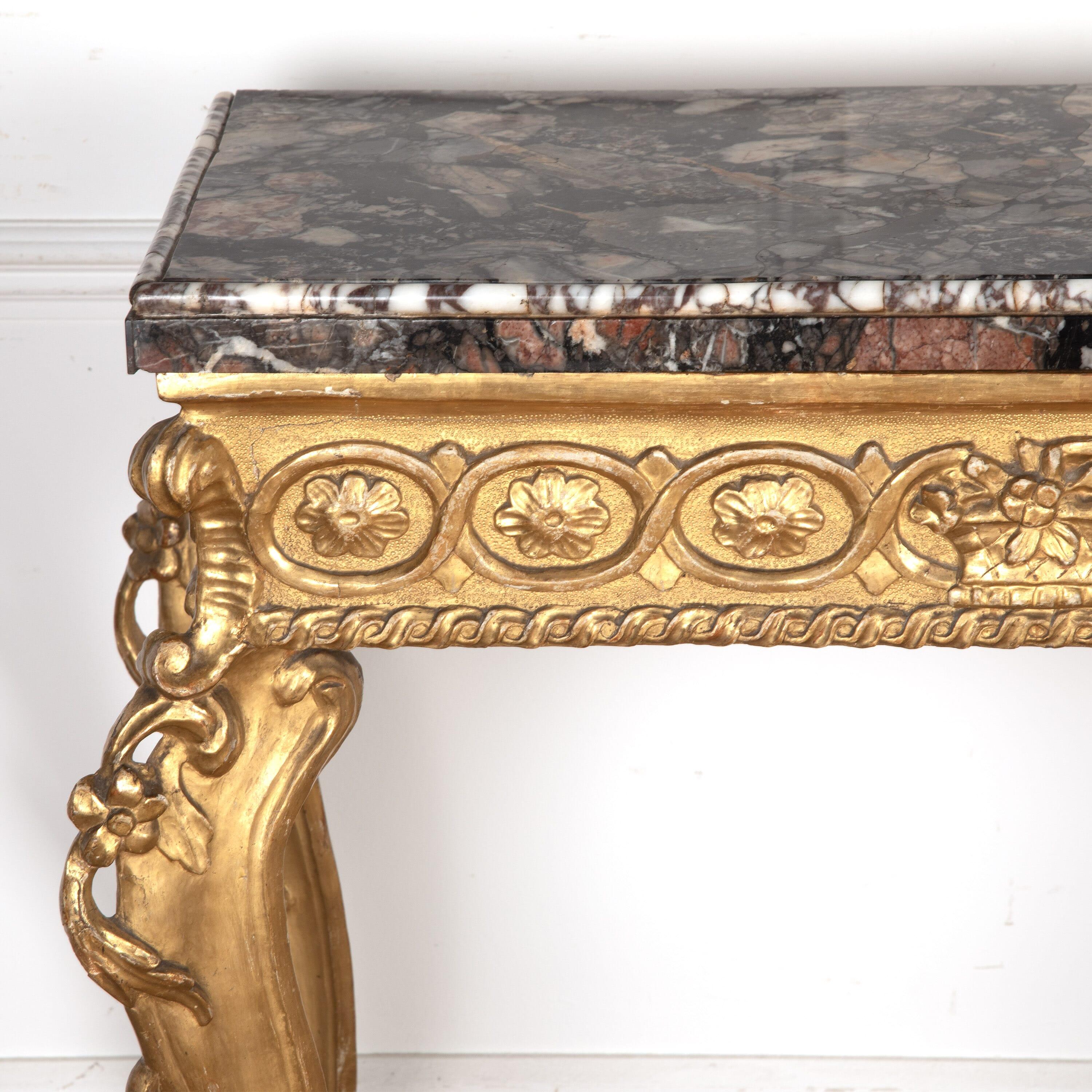 C18th Giltwood & Marble Top Pier Table For Sale 8