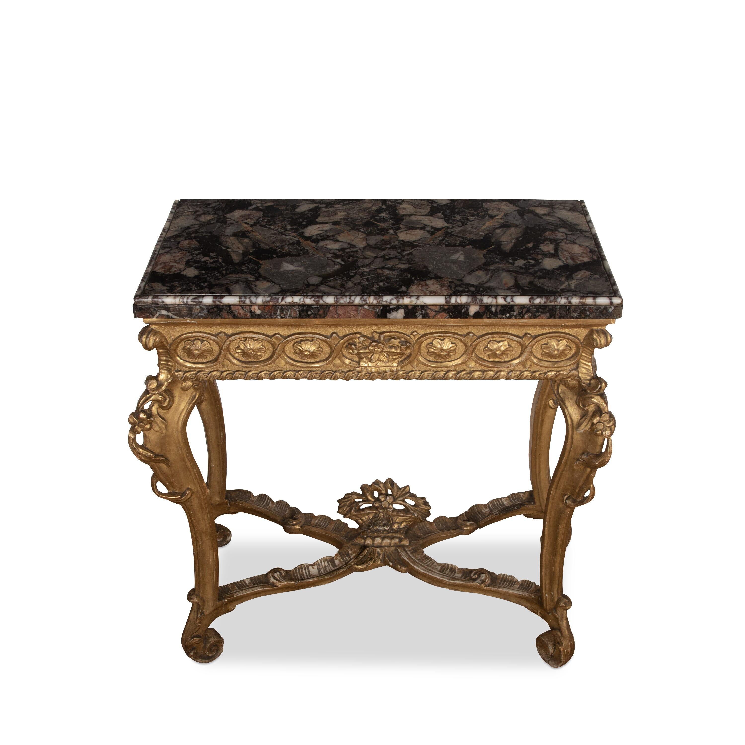 Rococo C18th Giltwood & Marble Top Pier Table For Sale