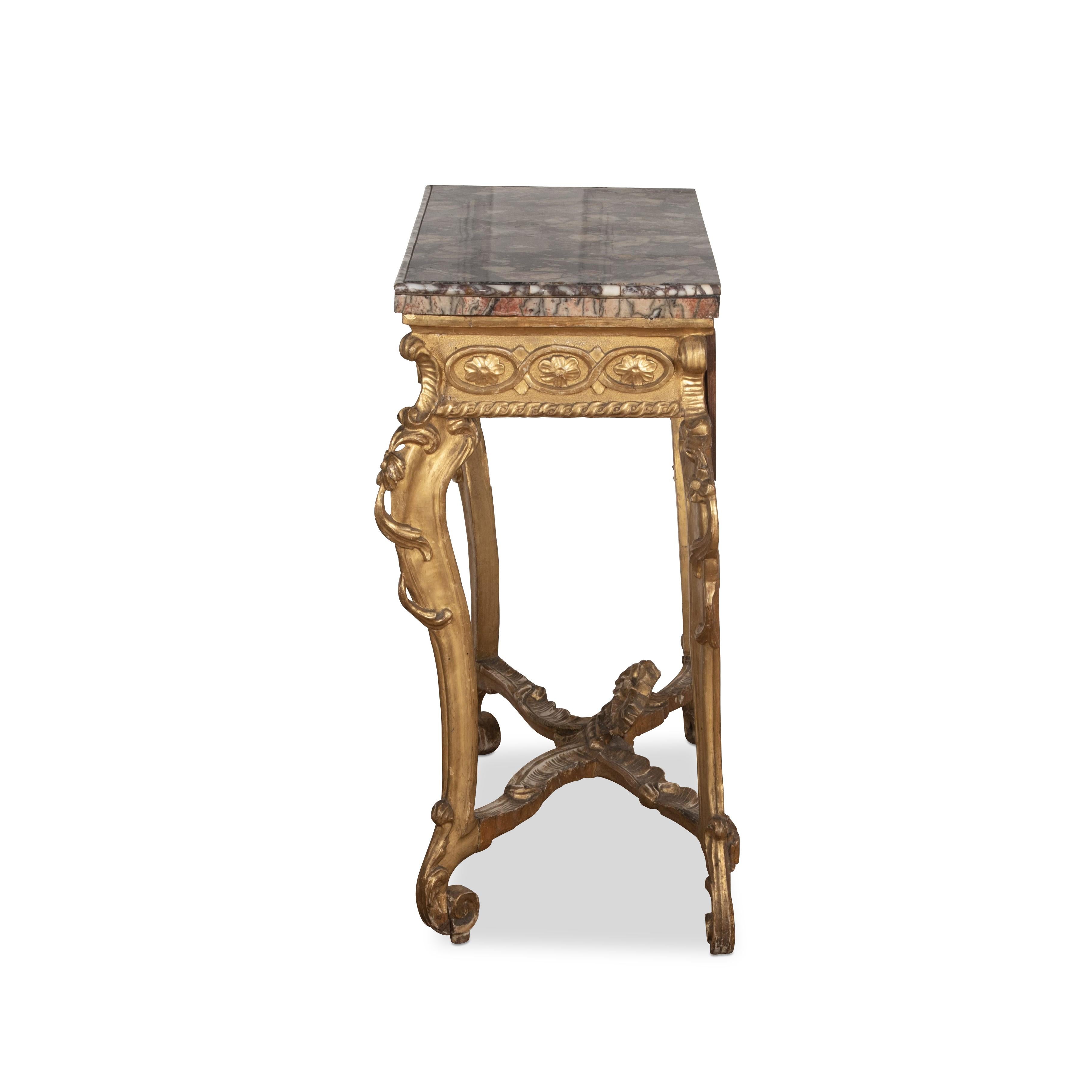 Italian C18th Giltwood & Marble Top Pier Table For Sale