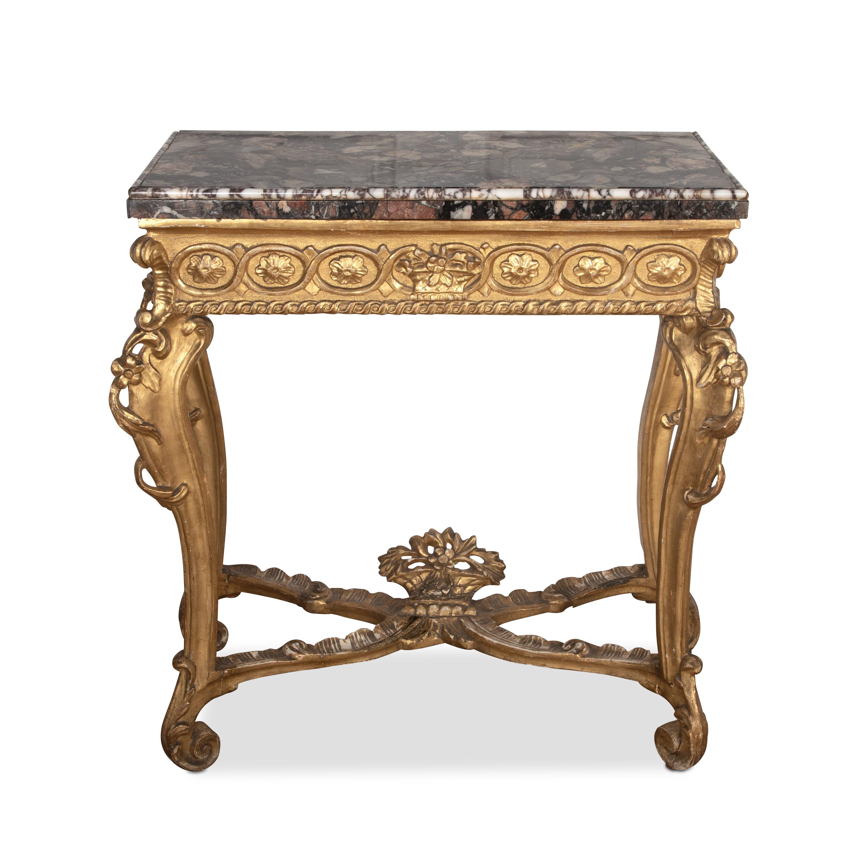 Late 18th Century C18th Giltwood & Marble Top Pier Table For Sale