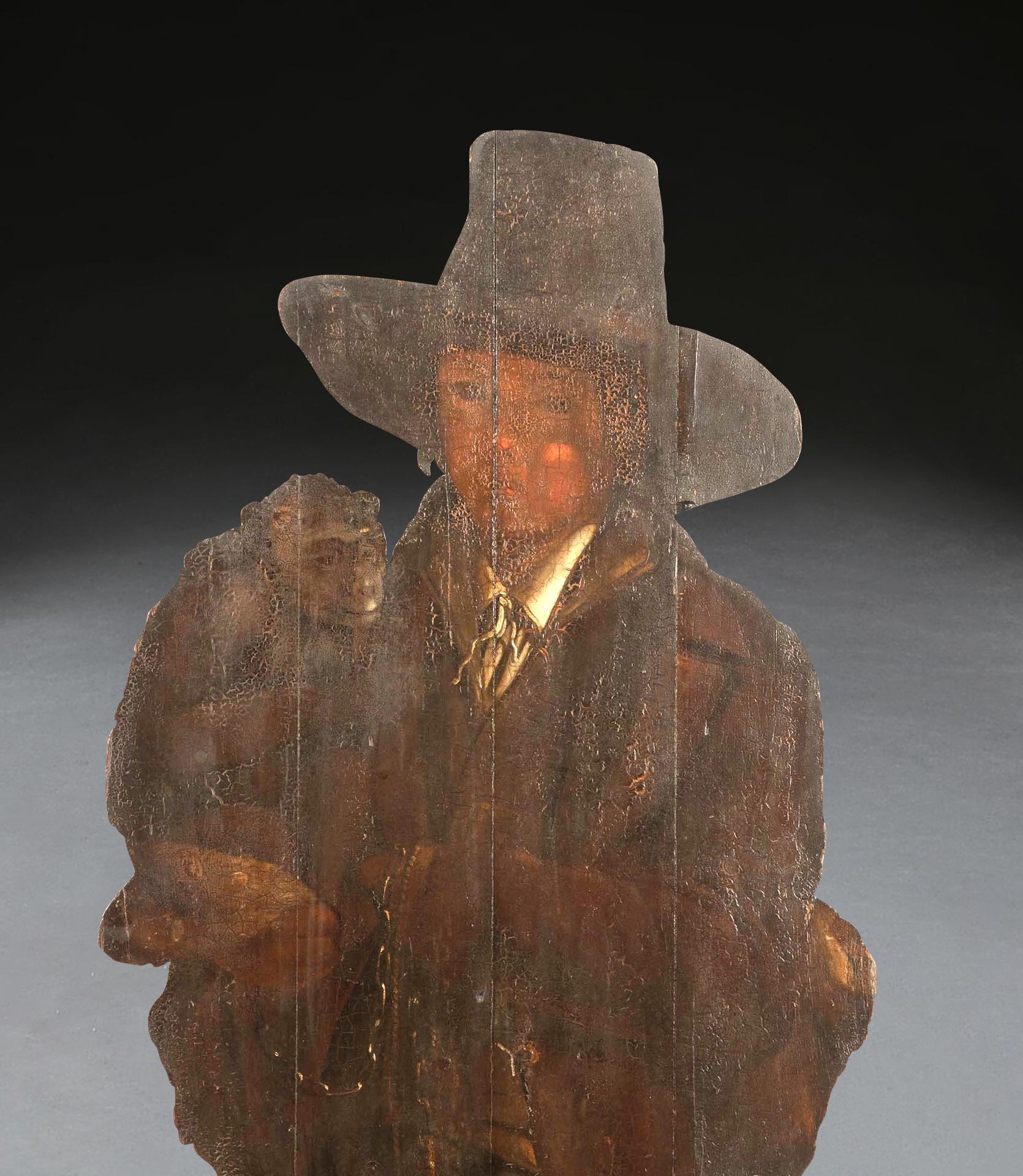 Tablero de maniquí de tamaño natural del siglo XVIII de caballero y mono Pintado en venta