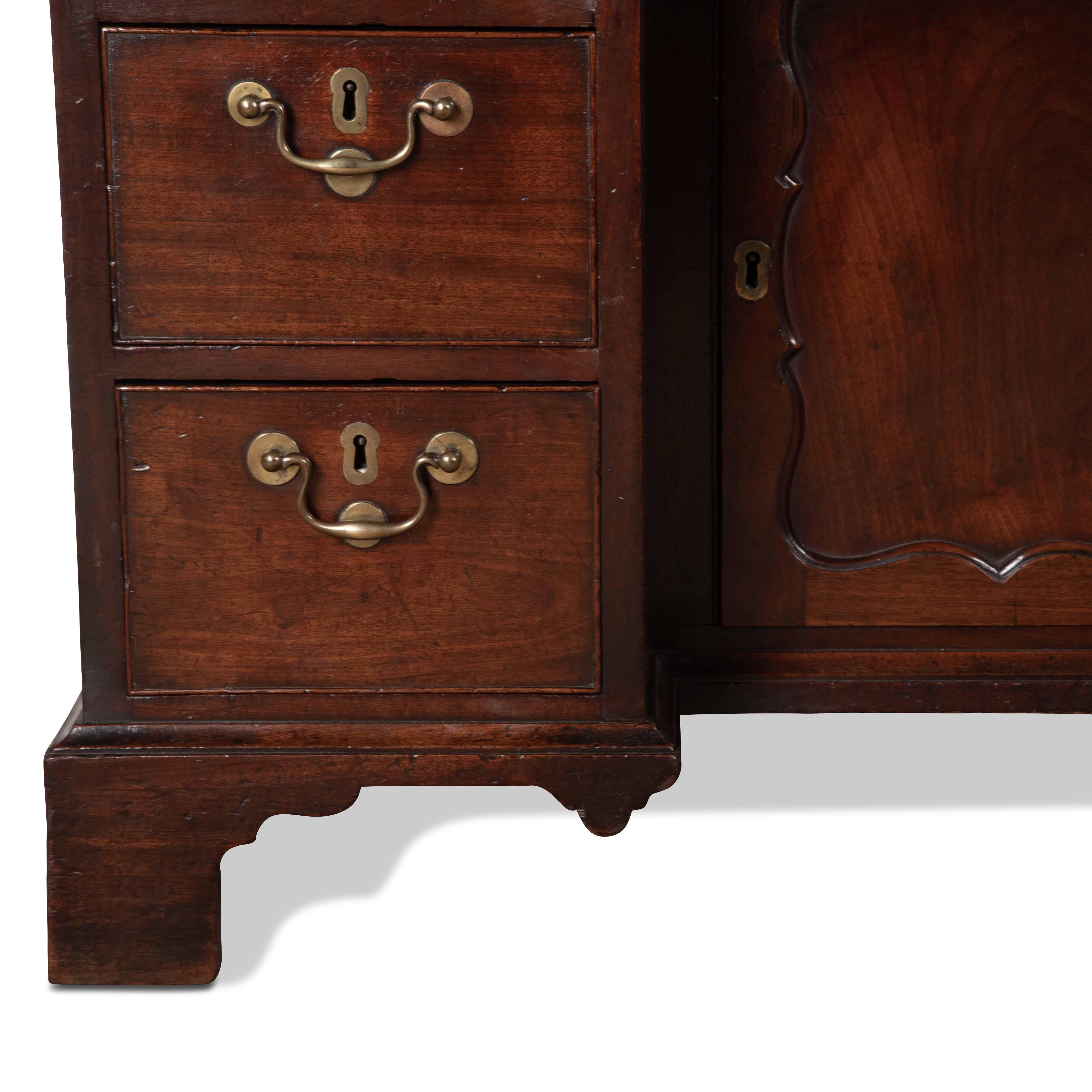 Brass C18th Mahogany `Grendy` Kneehole Desk For Sale