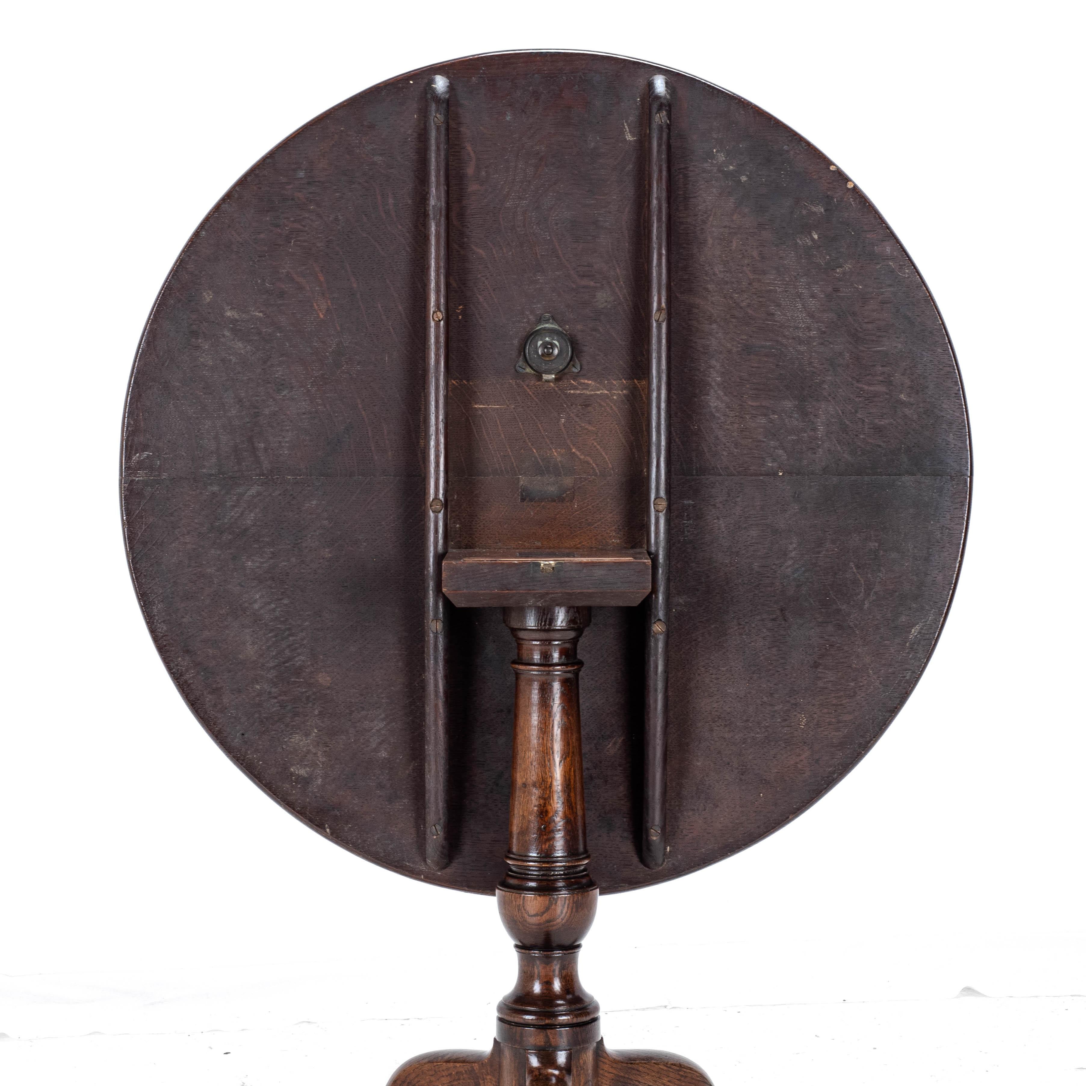C.18th Georgian Well Figured Oak Tripod Supper Table (Quarter Sawn Book Matched) 5