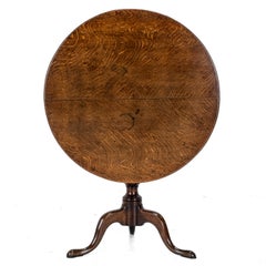 C.18th Georgian Well Figured Oak Tripod Supper Table (Quarter Sawn Book Matched)