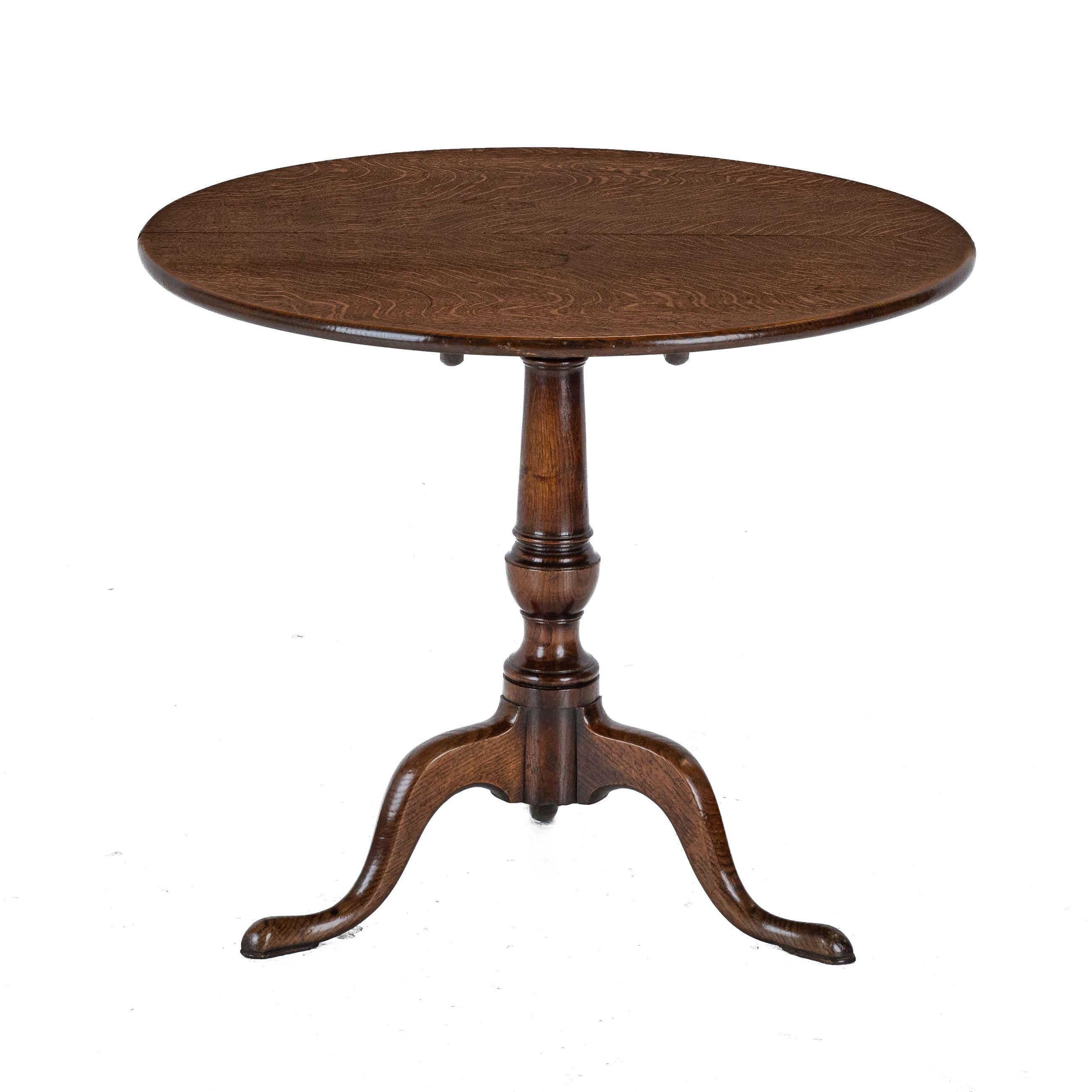 C.18th Georgian Well Figured Oak Tripod Supper Table (Quarter Sawn Book Matched) 2
