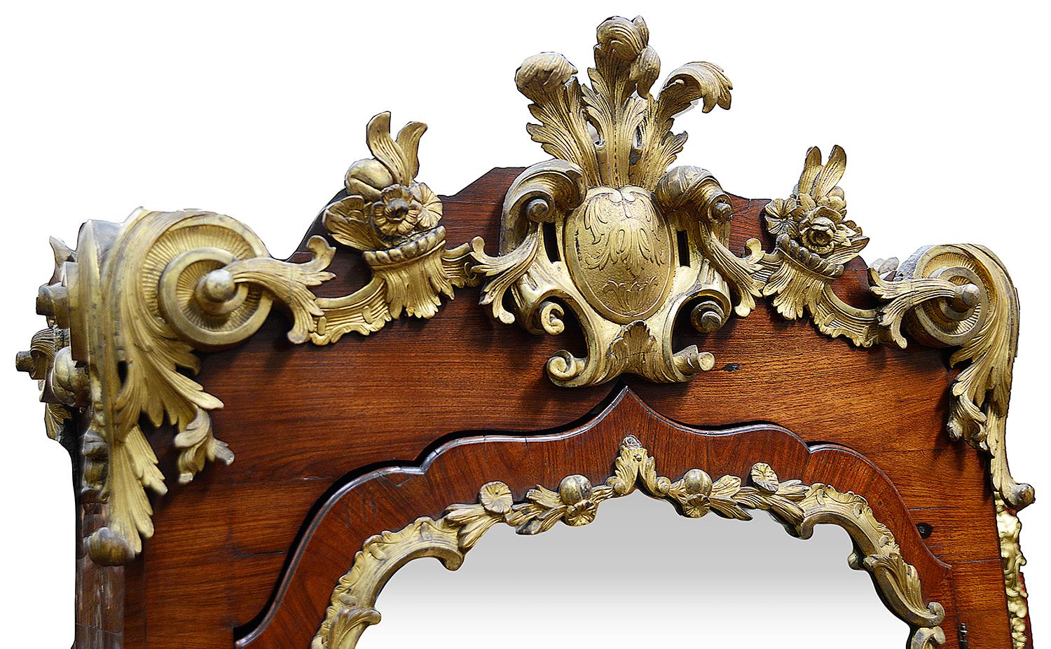 Scandinavian 18th Century Scandanvian Rococo Giltwood and Walnut Bureau Bookcase For Sale