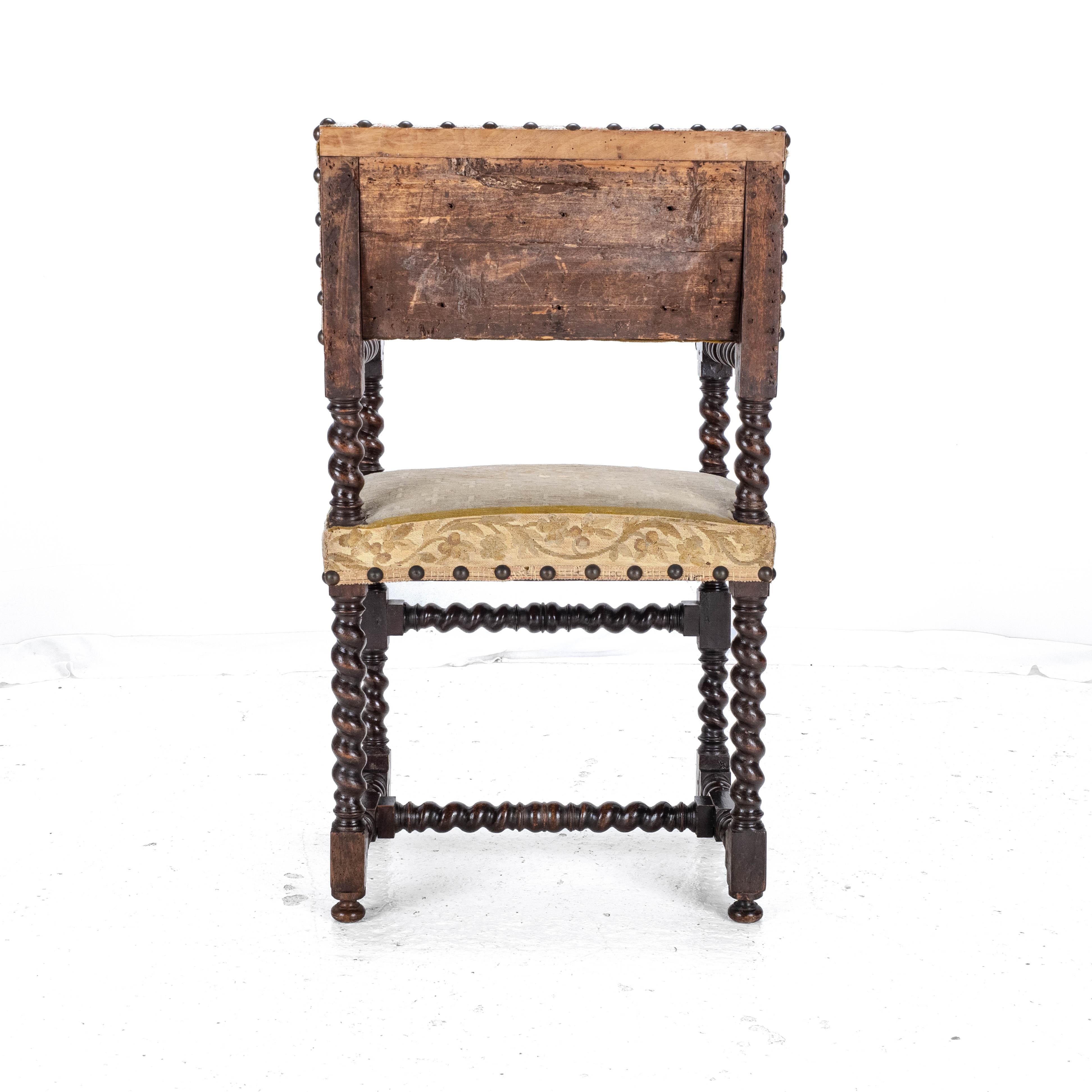 18th Century Set of 4 Cromwellian Walnut Barley Twist Elbow Armchairs Carvers 7
