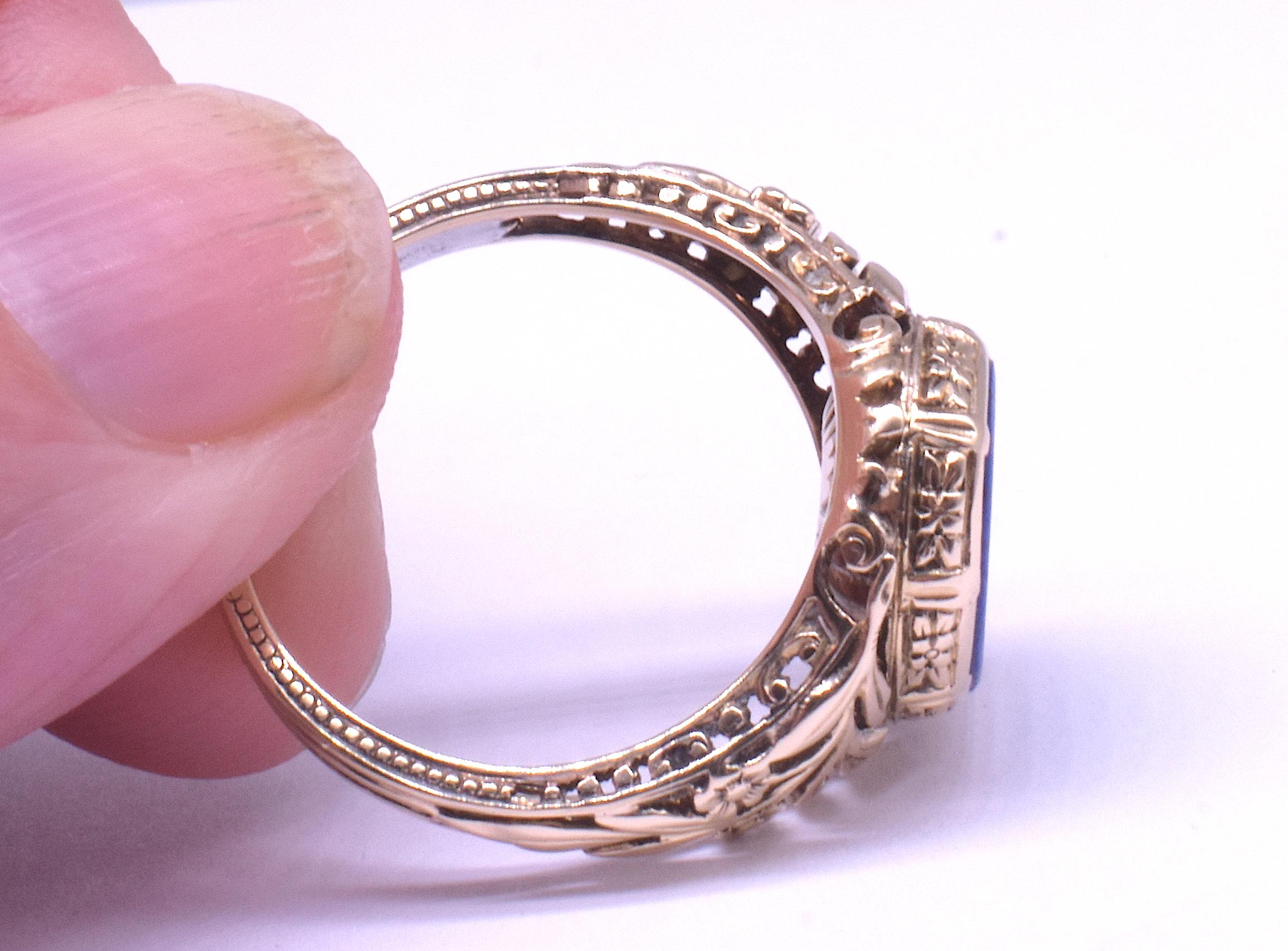 C1900 14K Lapis Lazuli Monogrammed Signet Ring 