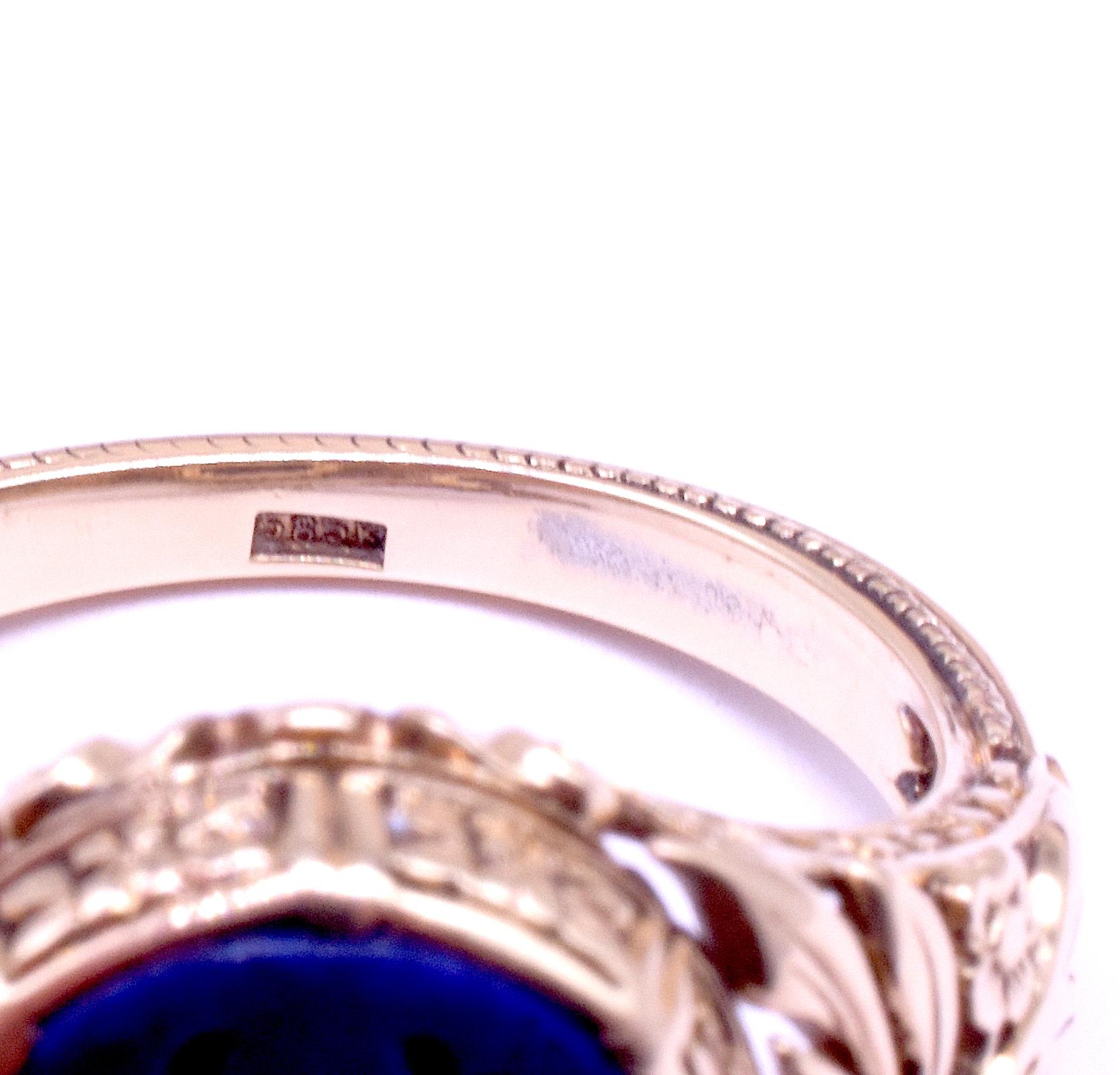 C1900 14K Lapis Lazuli Monogrammed Signet Ring 