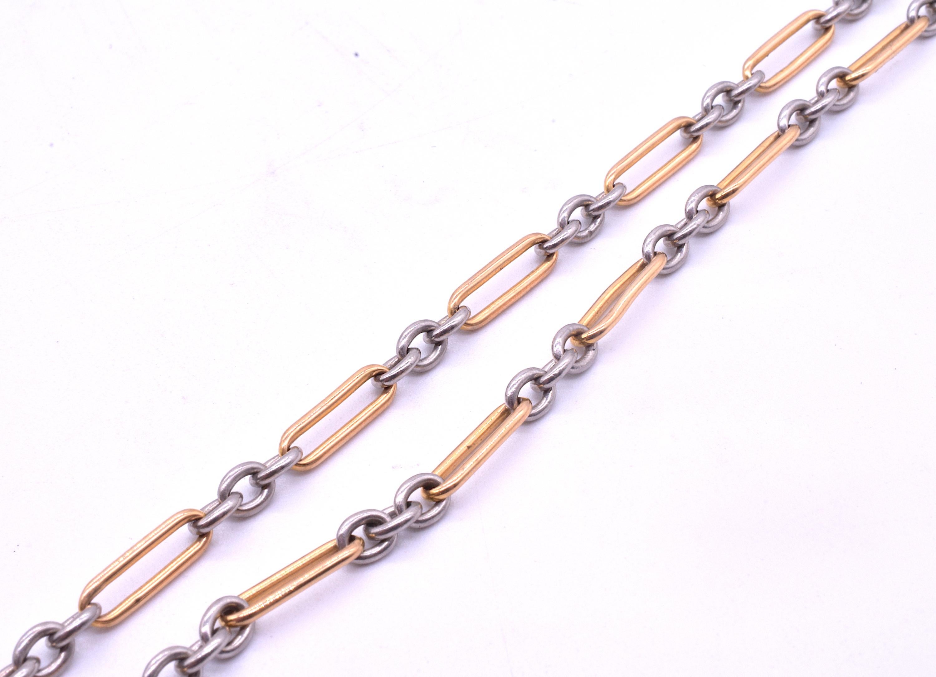 Victorian 18 Carat Yellow and White Gold Albert Chain, 15.5 in. 2