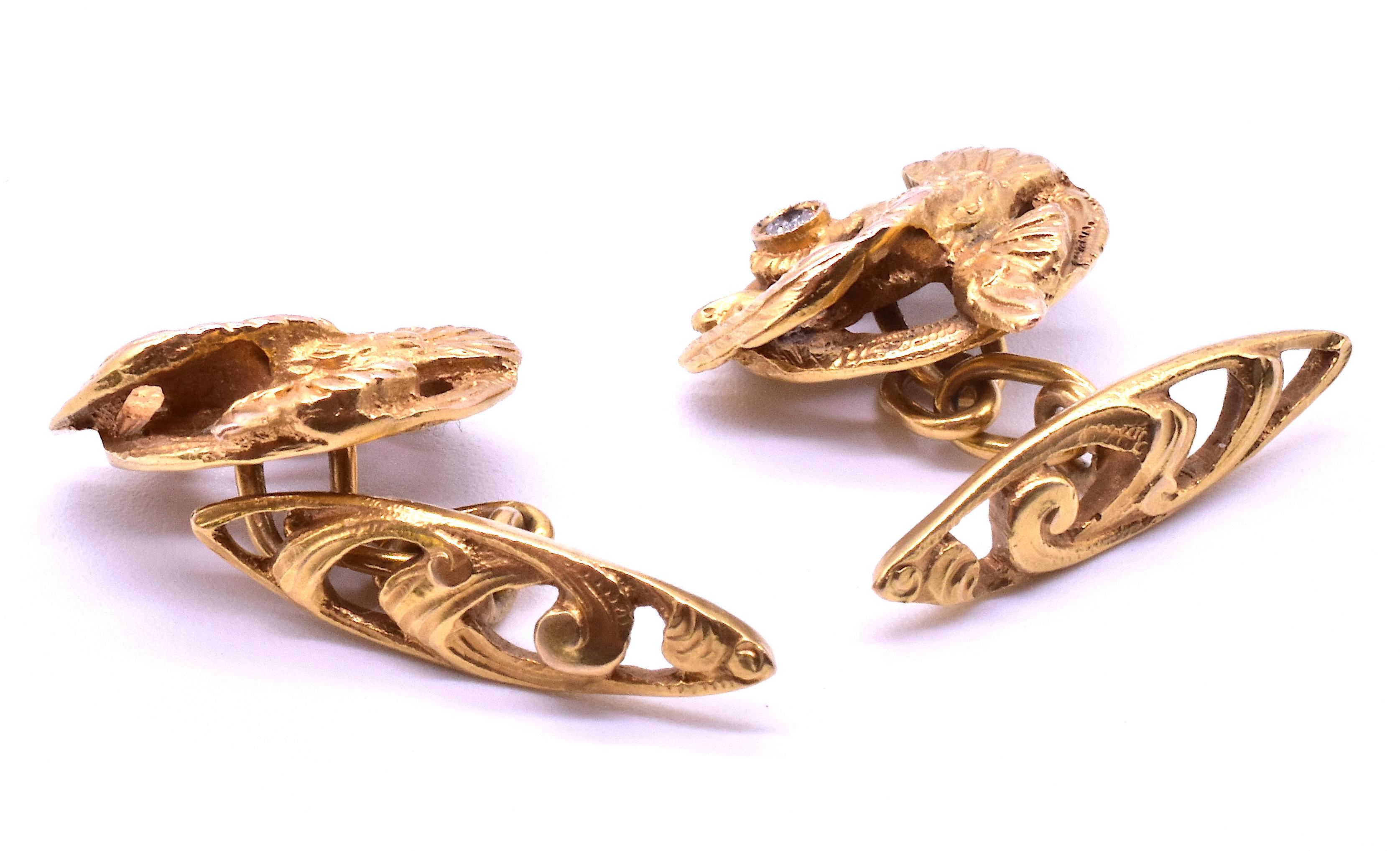 18 Karat Frederick Courthope Eagle Cufflinks, circa 1900 For Sale 4