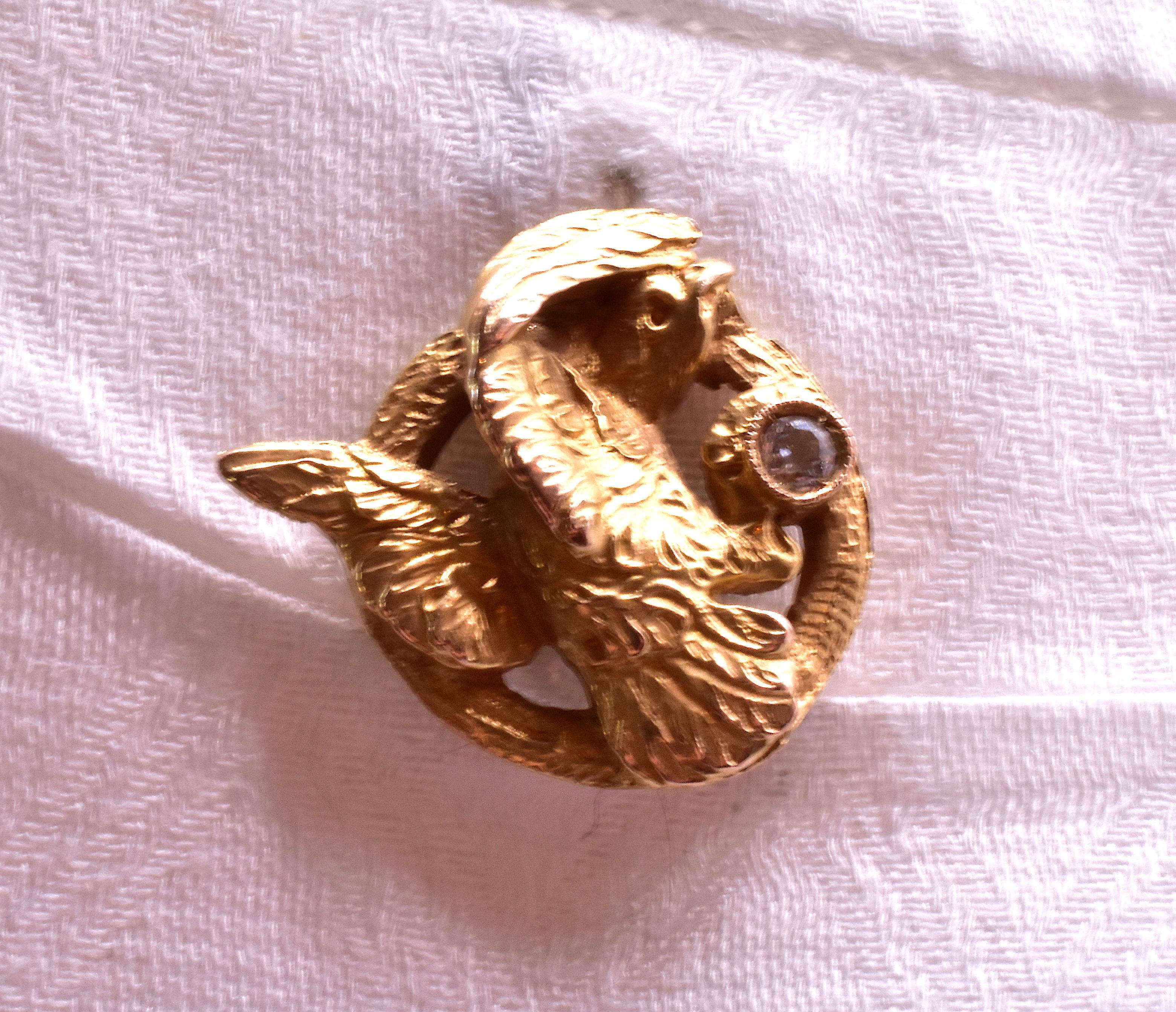 Boutons de manchette en forme d'aigle de couronne Frederick en or 18 carats, c. 1900 Excellent état - En vente à Baltimore, MD