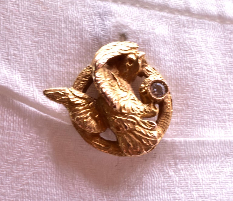 Paire De Boutons De Manchette Anciens En Or 18 Carats - Poinçons Tête D'Aigle - Bijou Vintage Pour Homme