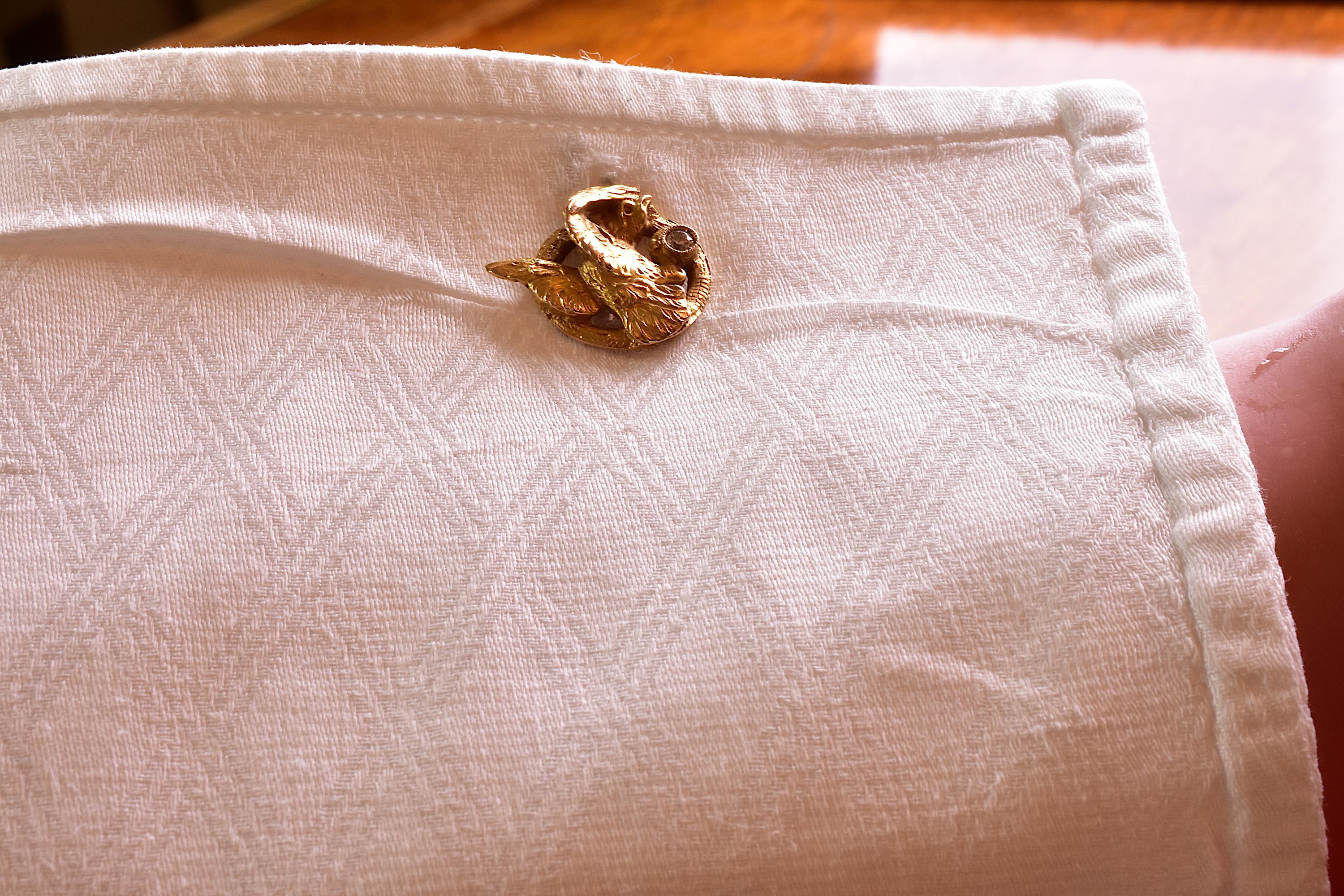 Boutons de manchette en forme d'aigle de couronne Frederick en or 18 carats, c. 1900 en vente 1