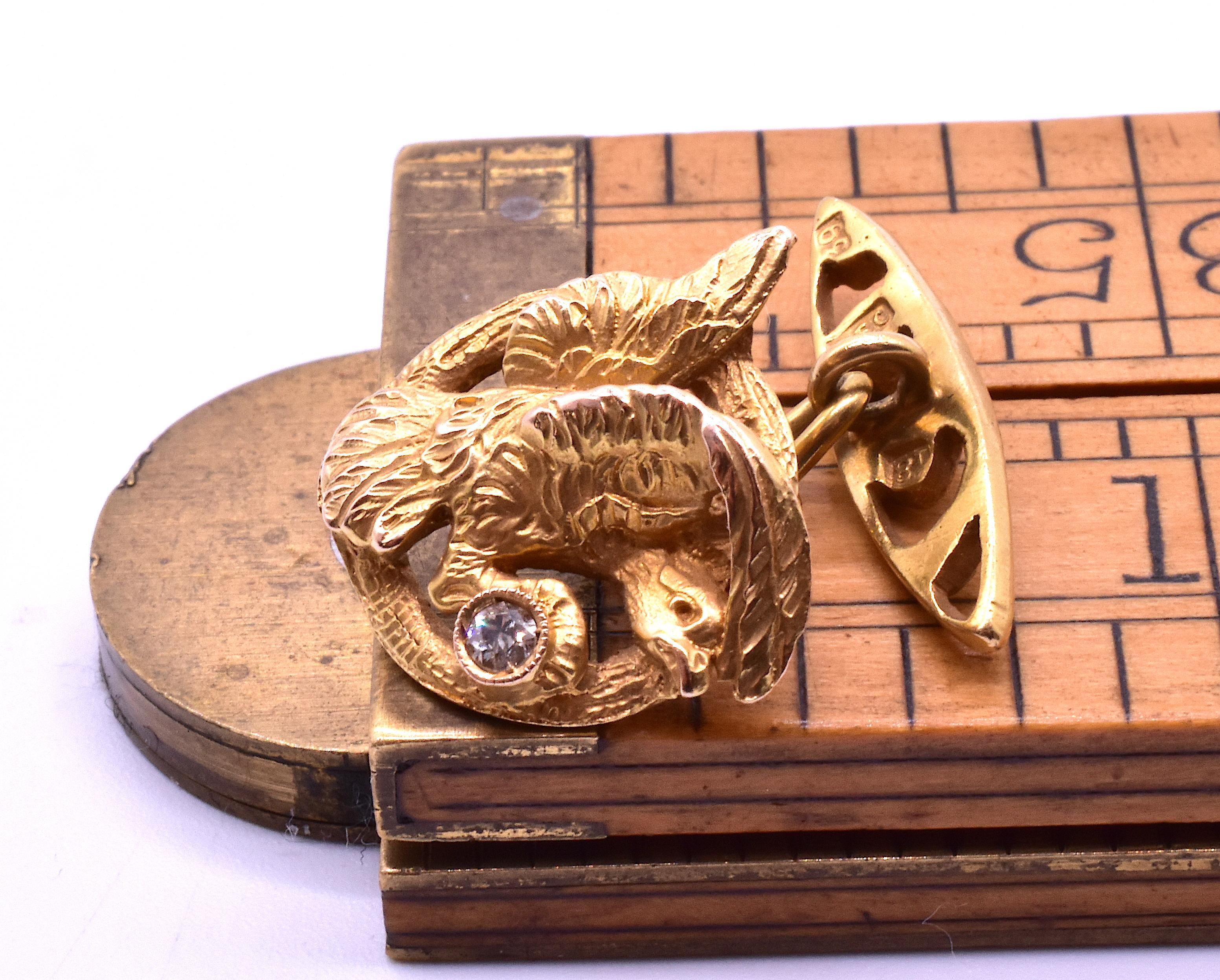 Boutons de manchette en forme d'aigle de couronne Frederick en or 18 carats, c. 1900 en vente 2