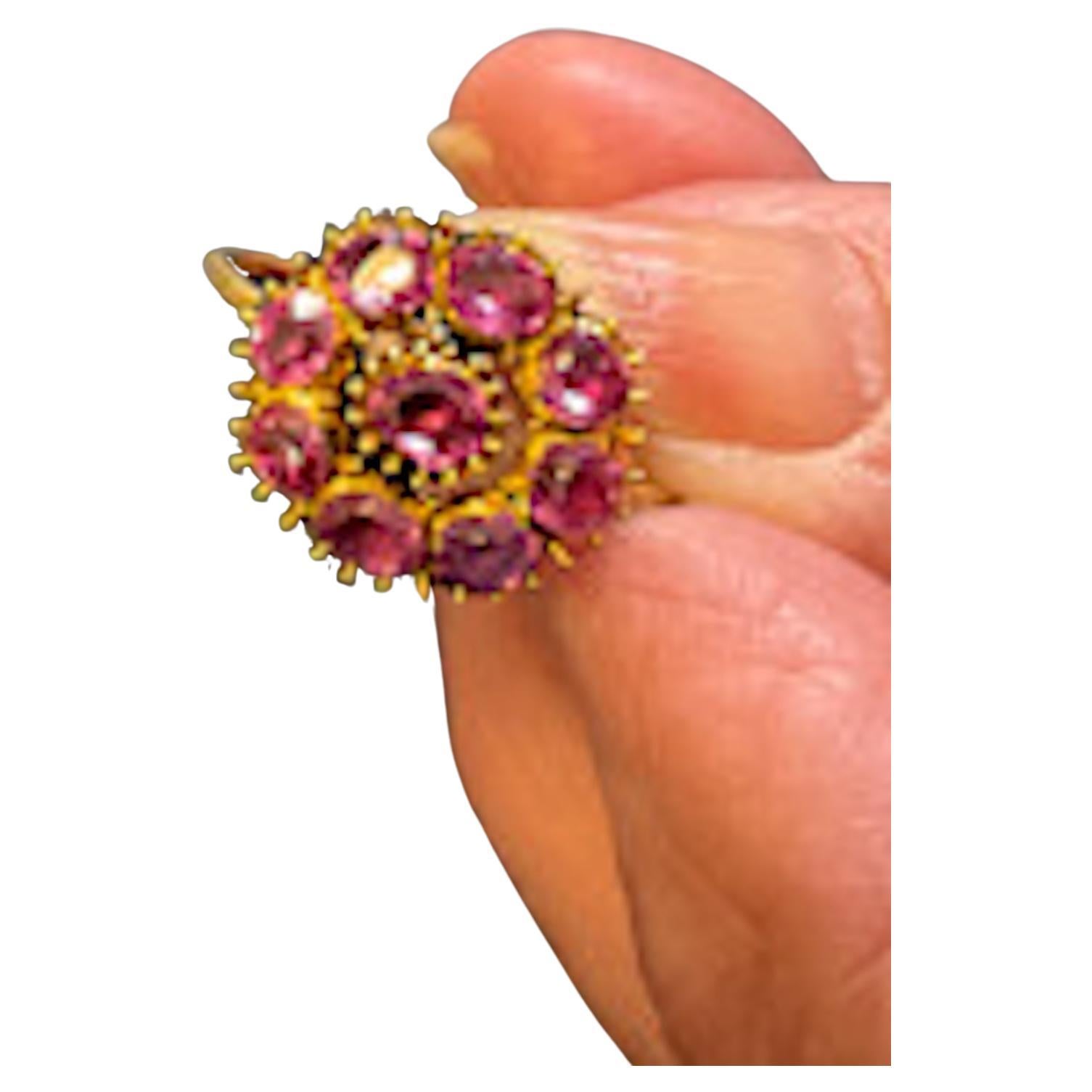 Art Deco C1900 18K Natural Pink Sapphire Cluster Ring size 7.25 For Sale