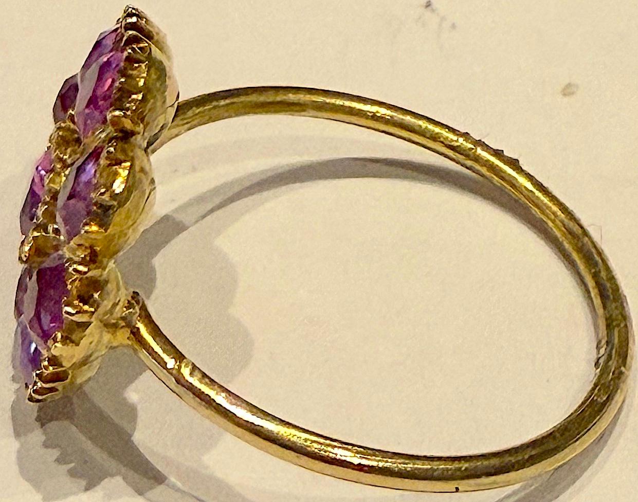 C1900 18K Natural Pink Sapphire Cluster Ring size 7.25 In Excellent Condition For Sale In Baltimore, MD