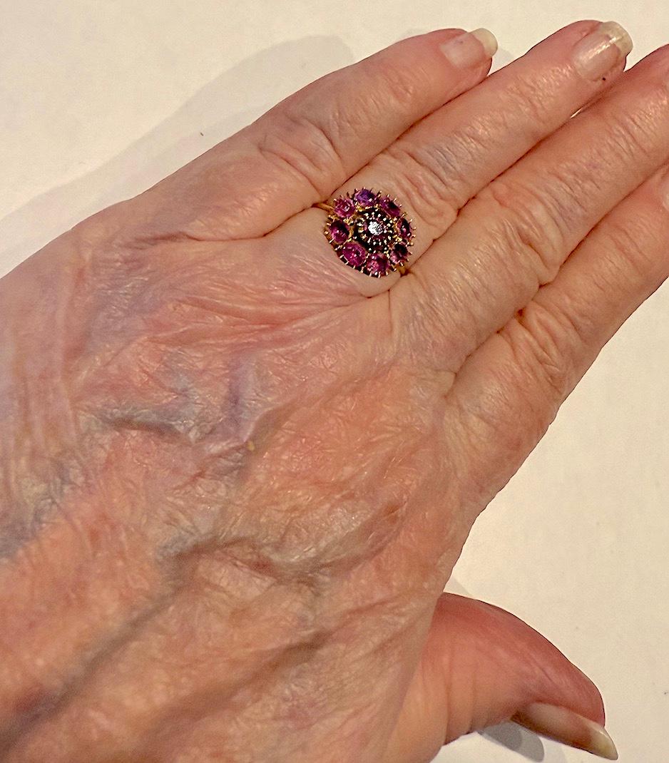 C1900 18K Natural Pink Sapphire Cluster Ring size 7.25 For Sale 2