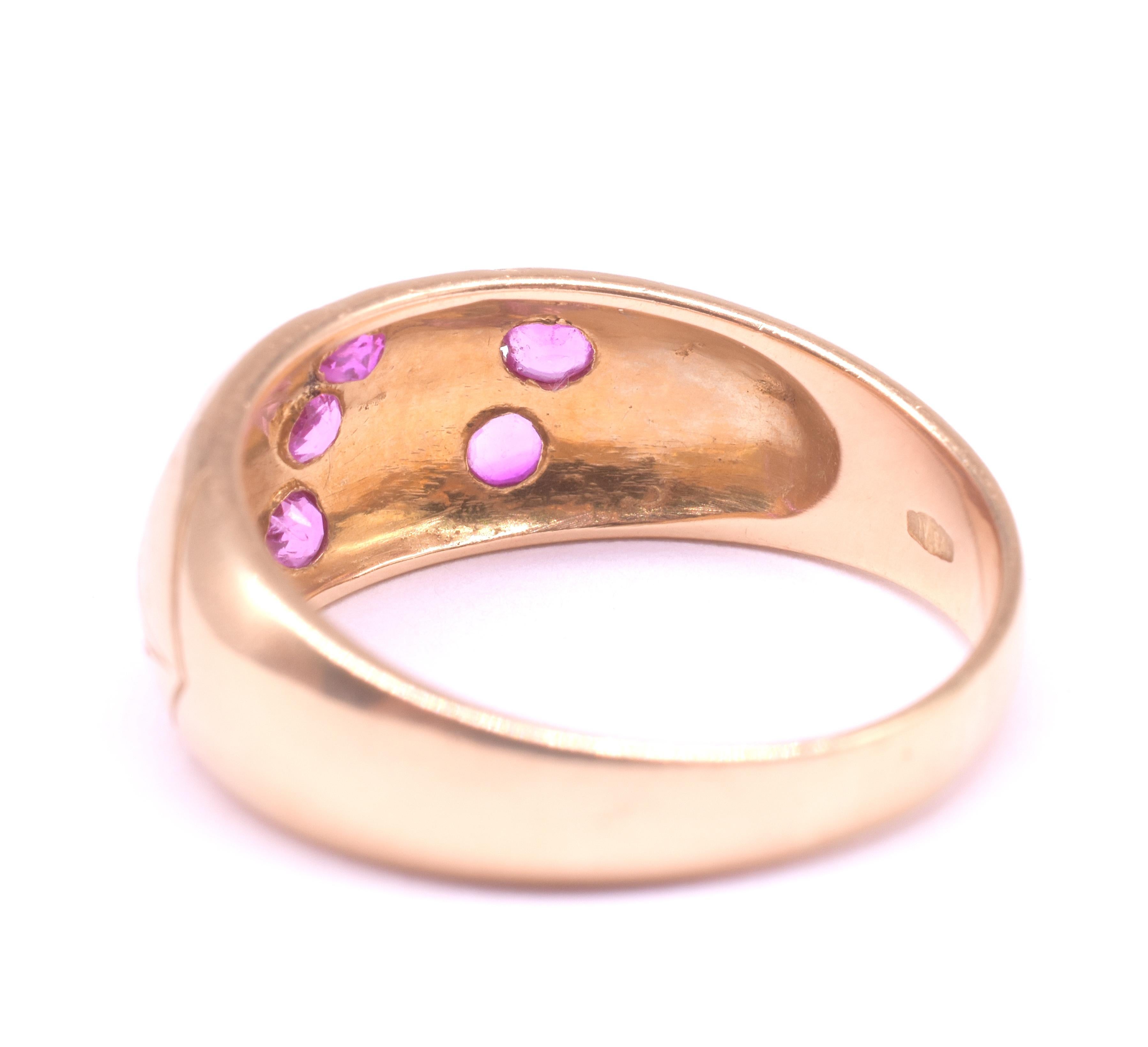C1900 18K Rubin Gypsy Ring mit Schnalle Design und geschnitzten Blumenstängel im Angebot 9