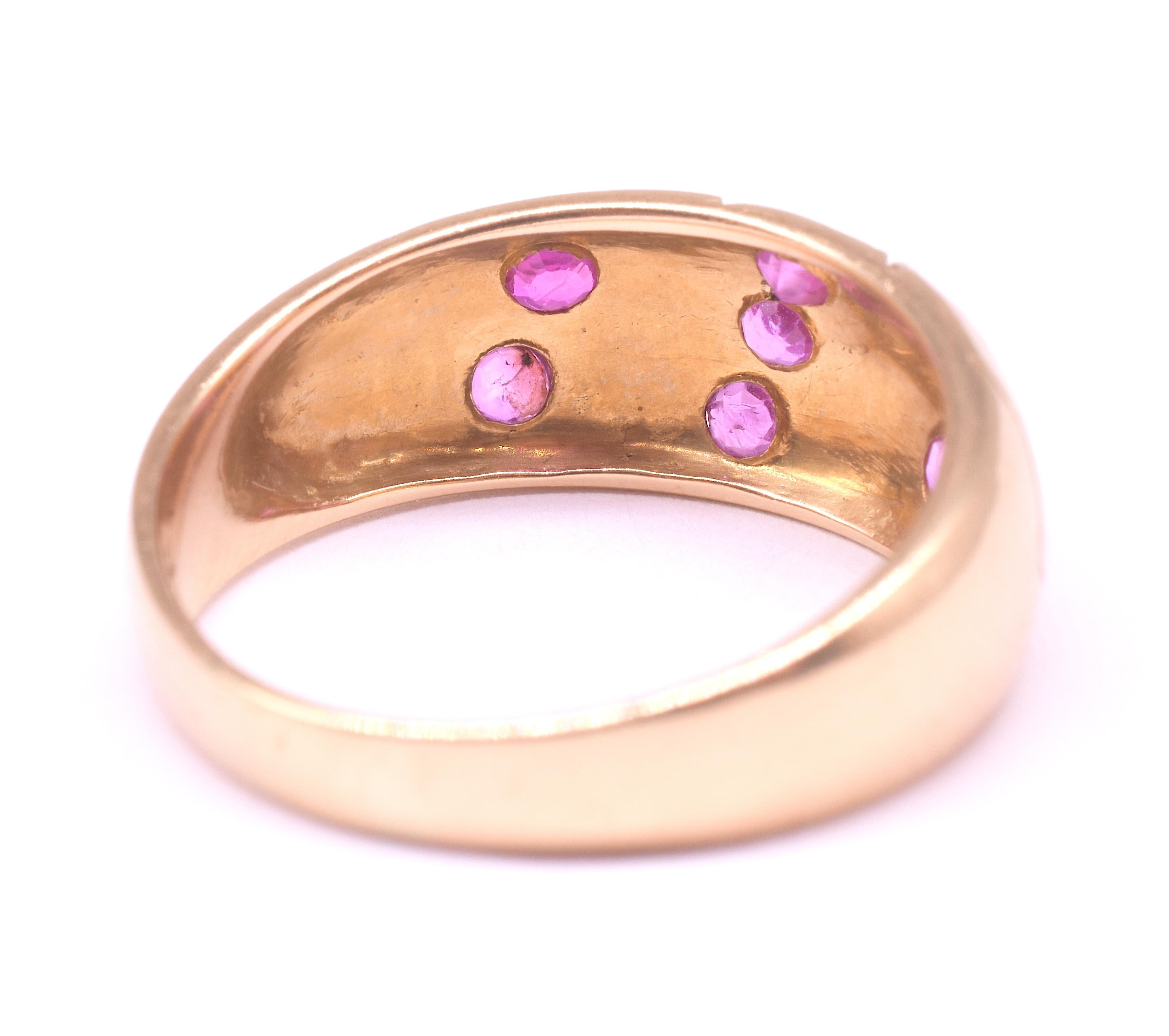 C1900 18K Rubin Gypsy Ring mit Schnalle Design und geschnitzten Blumenstängel im Angebot 11
