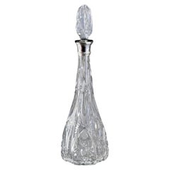 c.1900-1920 Brilliant Cut Crystal Decanter with Silver-Mounted Collar, Star Mark