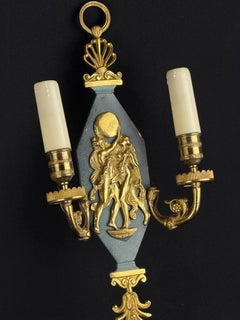 c.1900-1920, French Neoclassical Gilt Bronze Two-Light Wall Sconce - 16.3 in