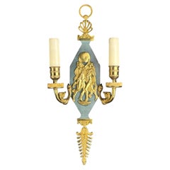 c.1900-1920, French Neoclassical Gilt Bronze Two-Light Wall Sconce - 16.3 in