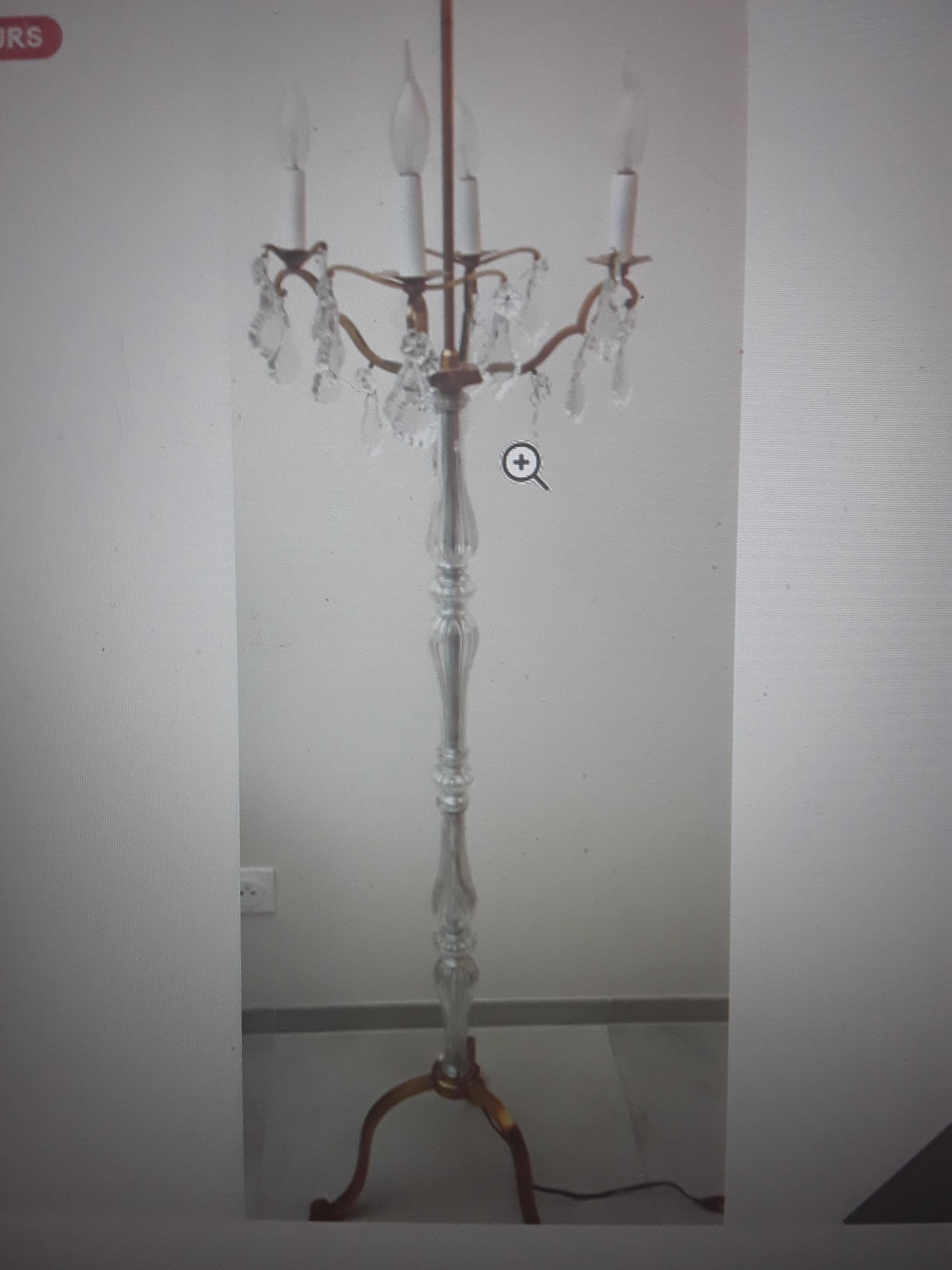c1900 Antique French Luigi XV Bronzo dorato con lampada da terra in cristallo firmata Baccarat in vendita 5