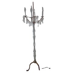 c1900 Antique French Louis XV Bronce Dorado c/ Cristal Lámpara de pie Firmada Baccarat