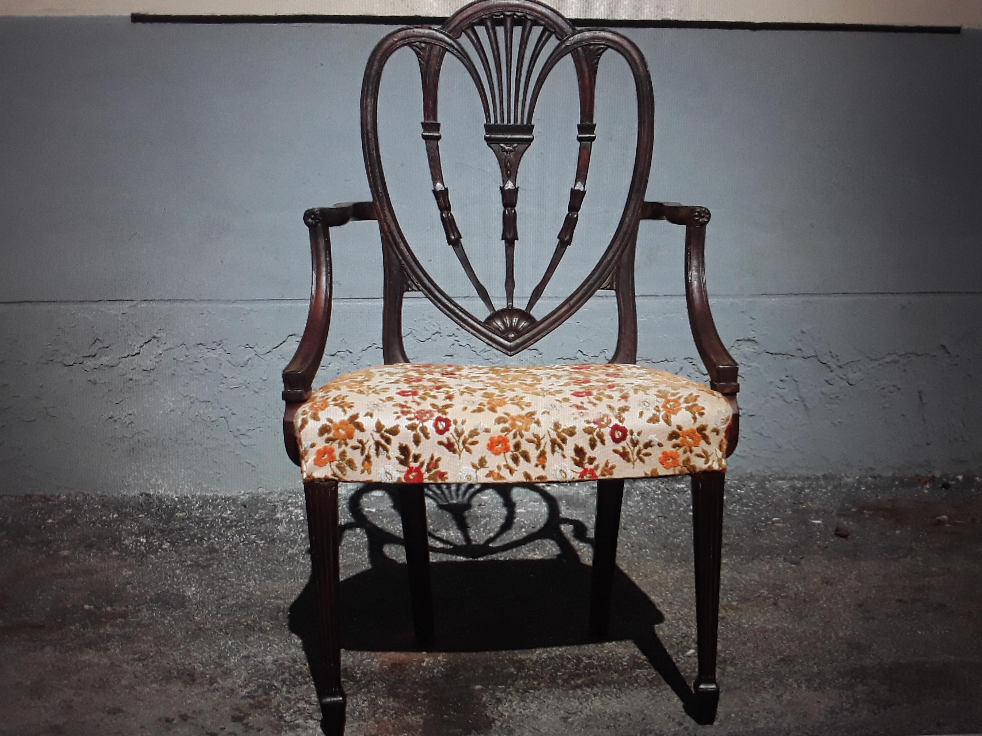 c1900 Antique Sheraton Style Highly/ Expertly Carved Armchair For Sale 6