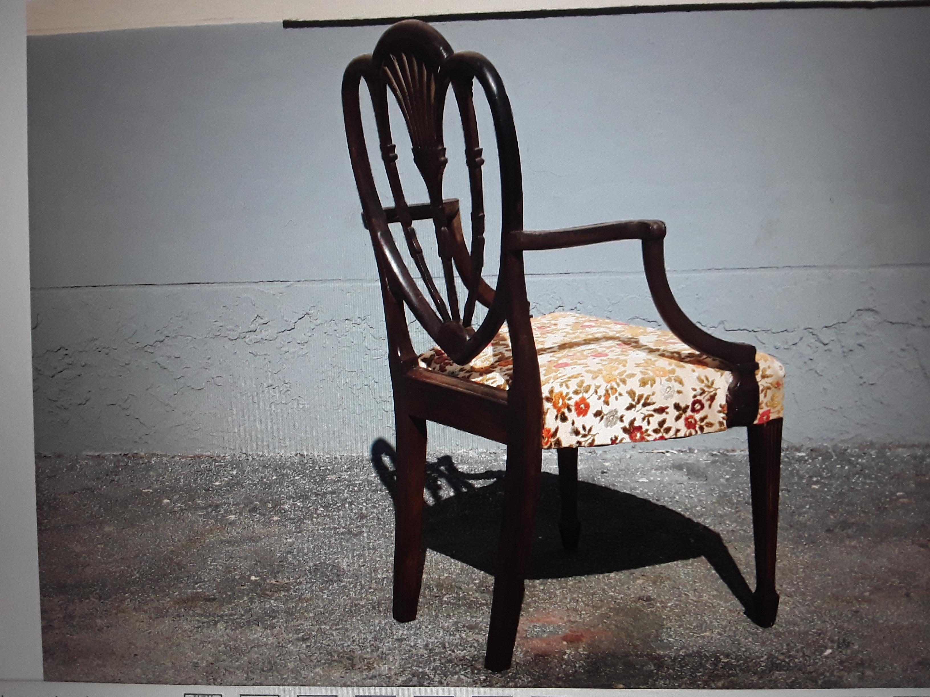 Wood c1900 Antique Sheraton Style Highly/ Expertly Carved Armchair For Sale